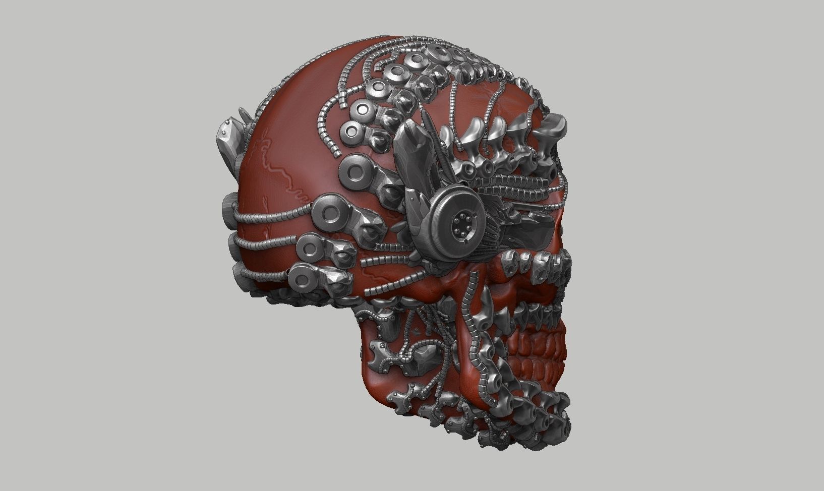 skull robot head a33 3D print model_5