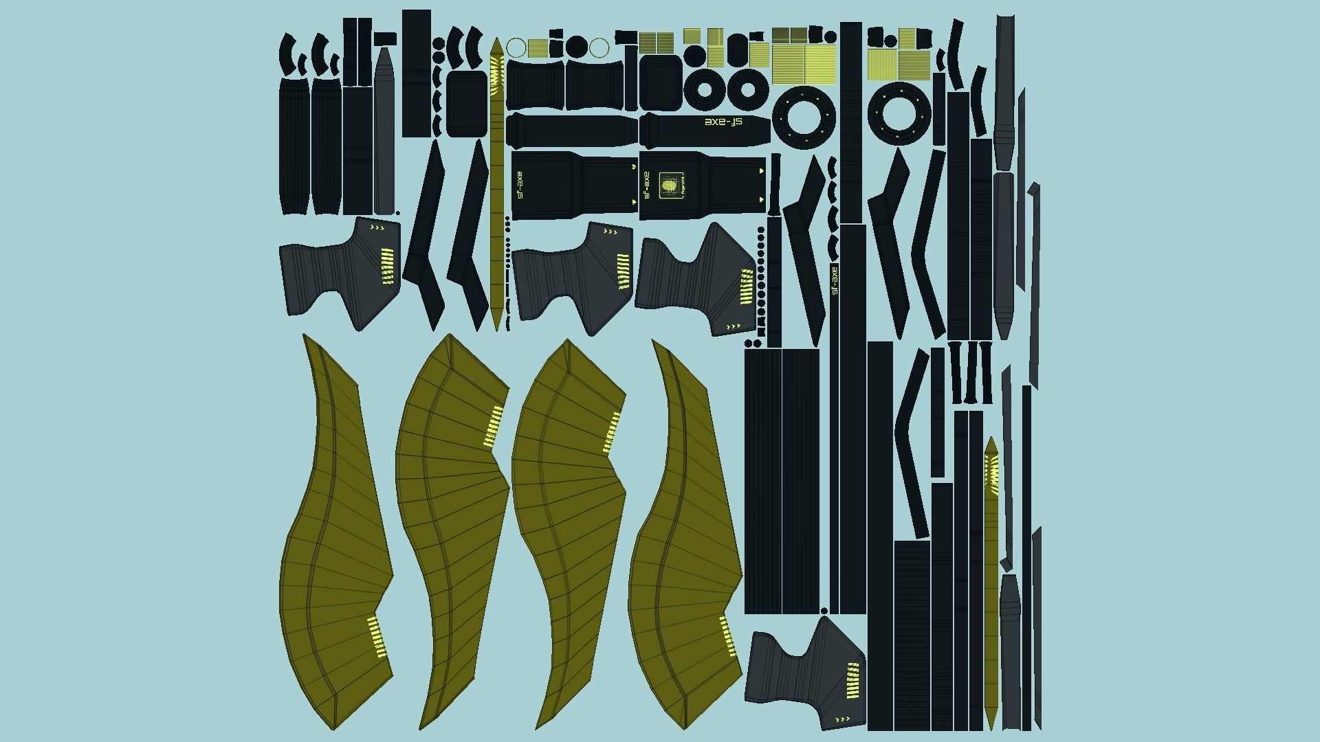 10 SciFi War Axes B Collection - Sci Fi Weapon Design _75