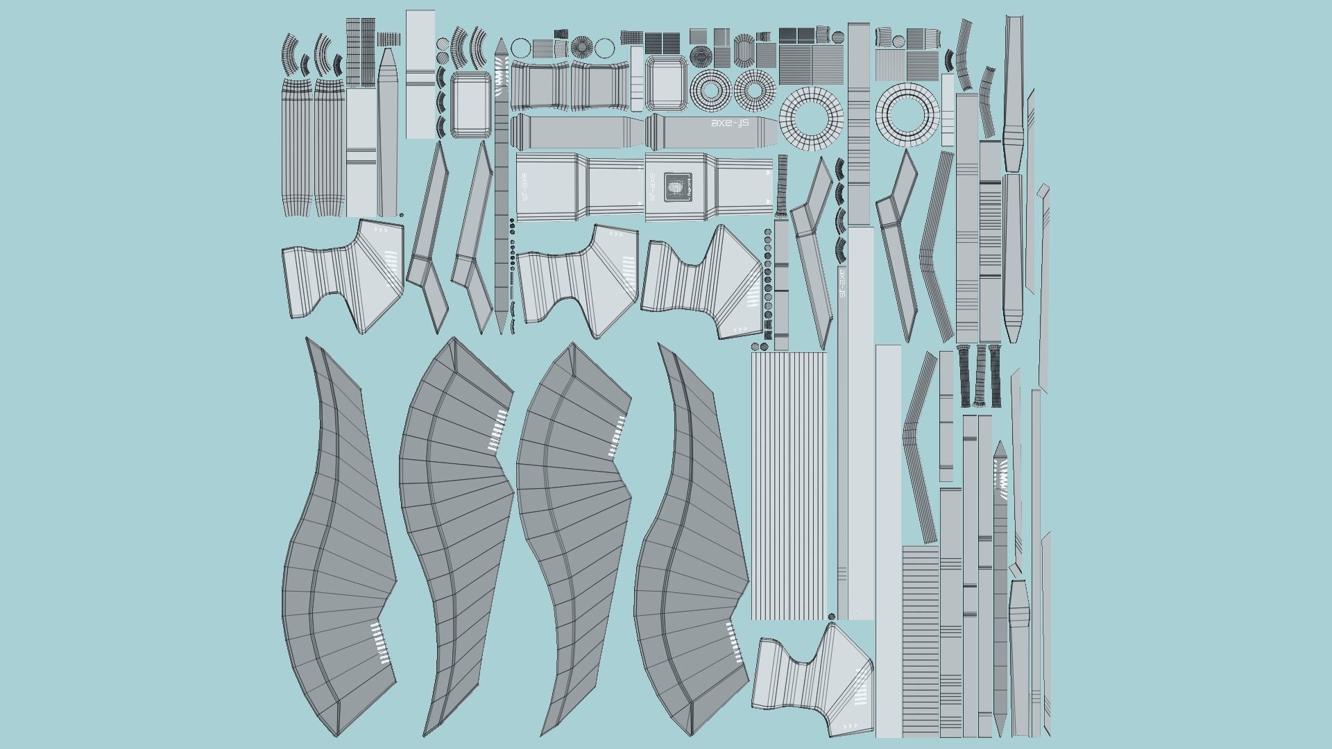 10 SciFi War Axes B Collection - Sci Fi Weapon Design _79