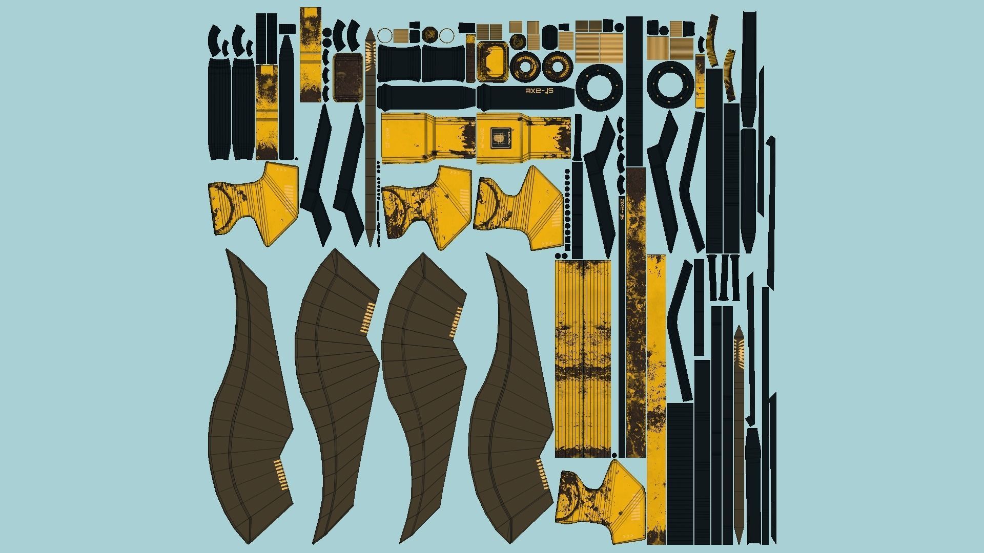 10 SciFi War Axes B Collection - Sci Fi Weapon Design _65