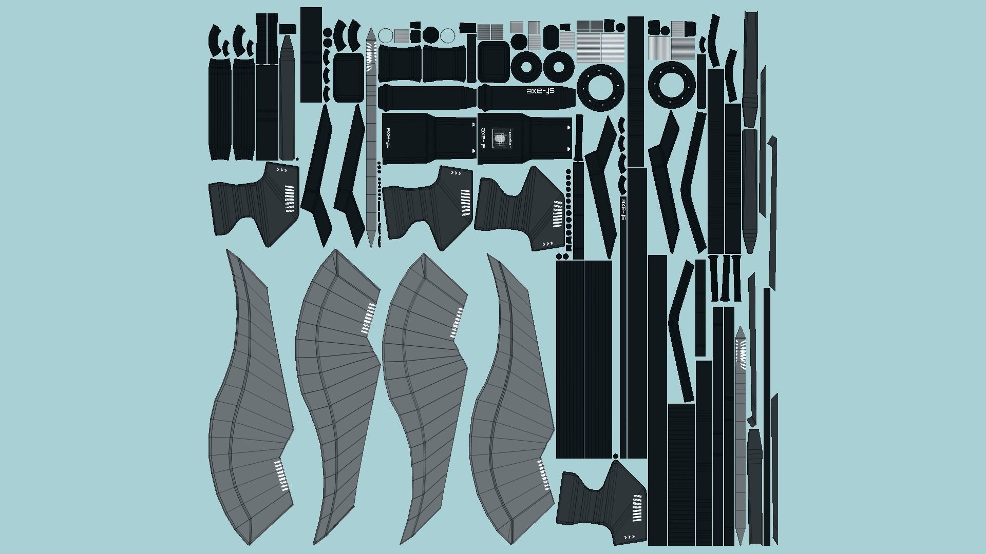 10 SciFi War Axes B Collection - Sci Fi Weapon Design _81