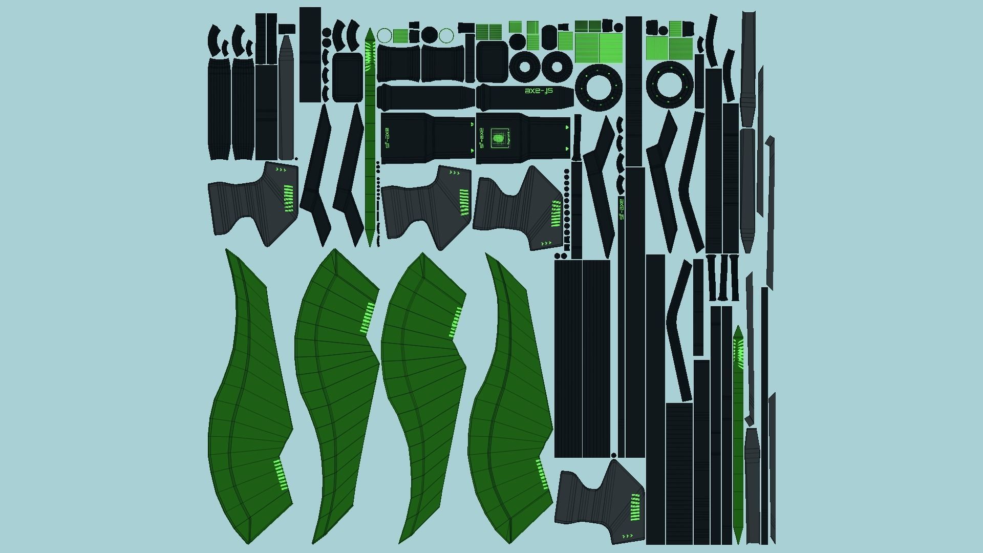 10 SciFi War Axes B Collection - Sci Fi Weapon Design _73