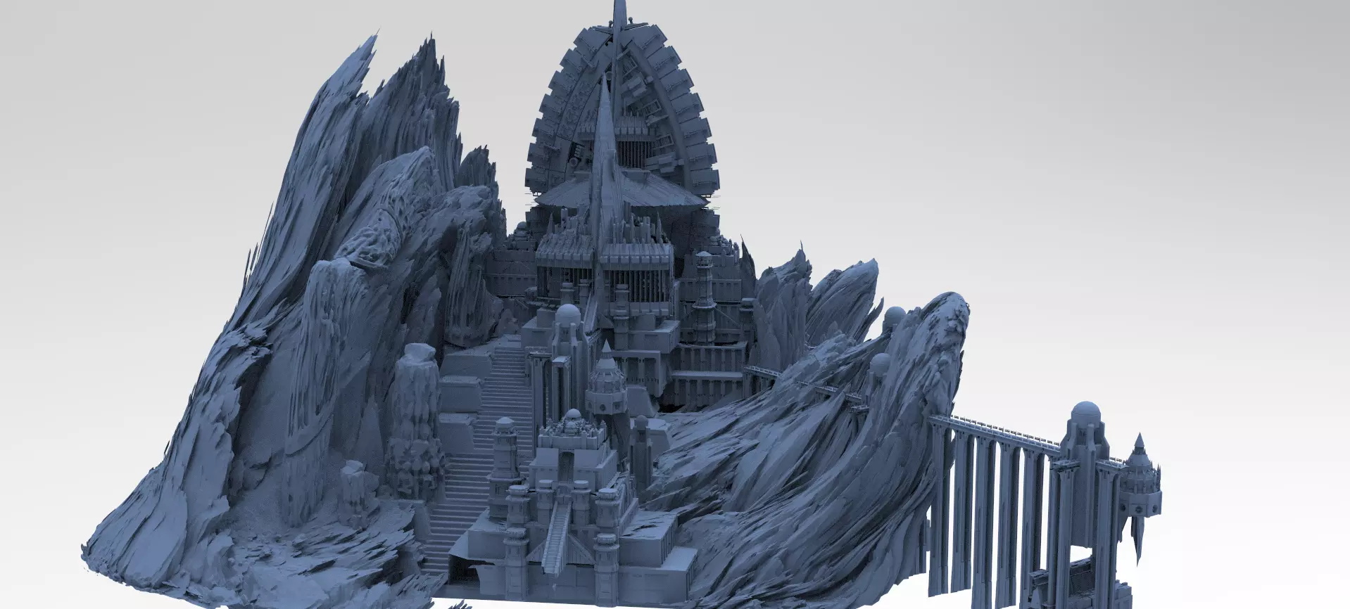 Mountain rocks path Fortress  3D model_0