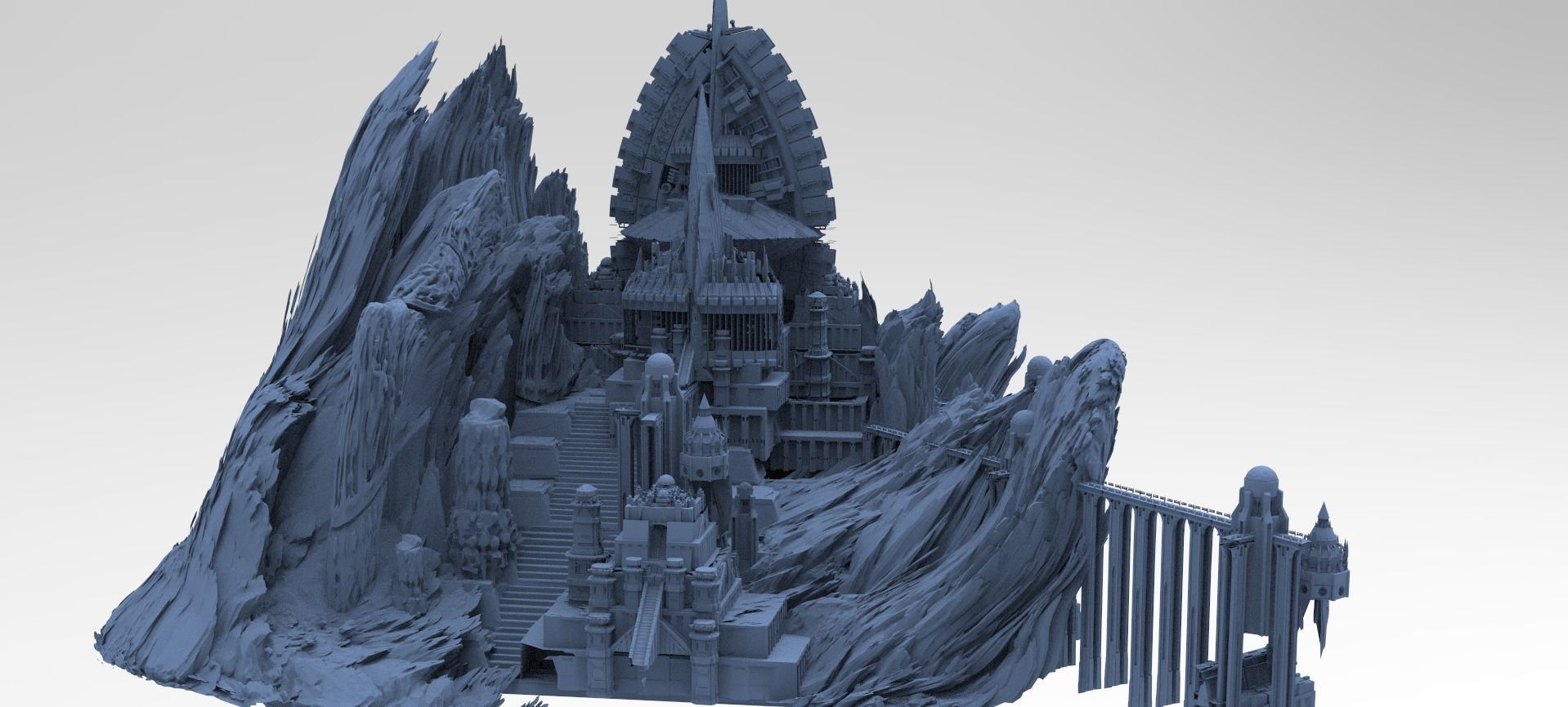 Mountain rocks path Fortress  3D model_1