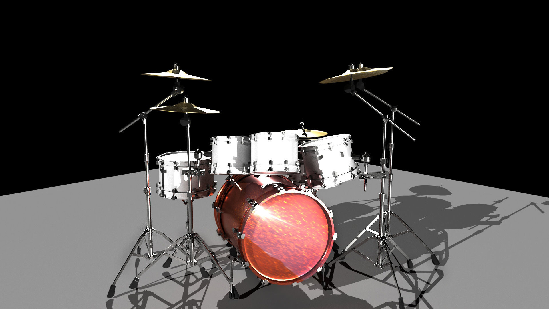 Drum Set Low-poly 3D model_1