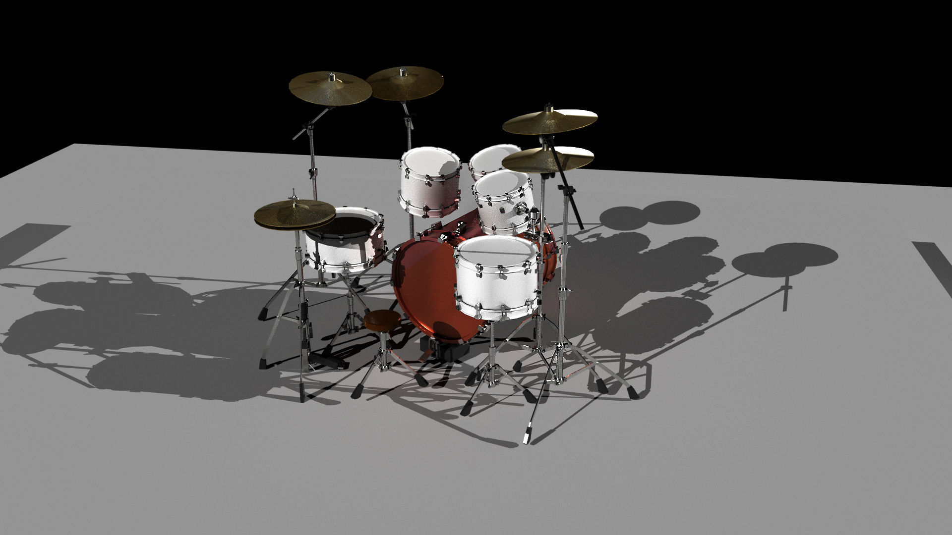 Drum Set Low-poly 3D model_2