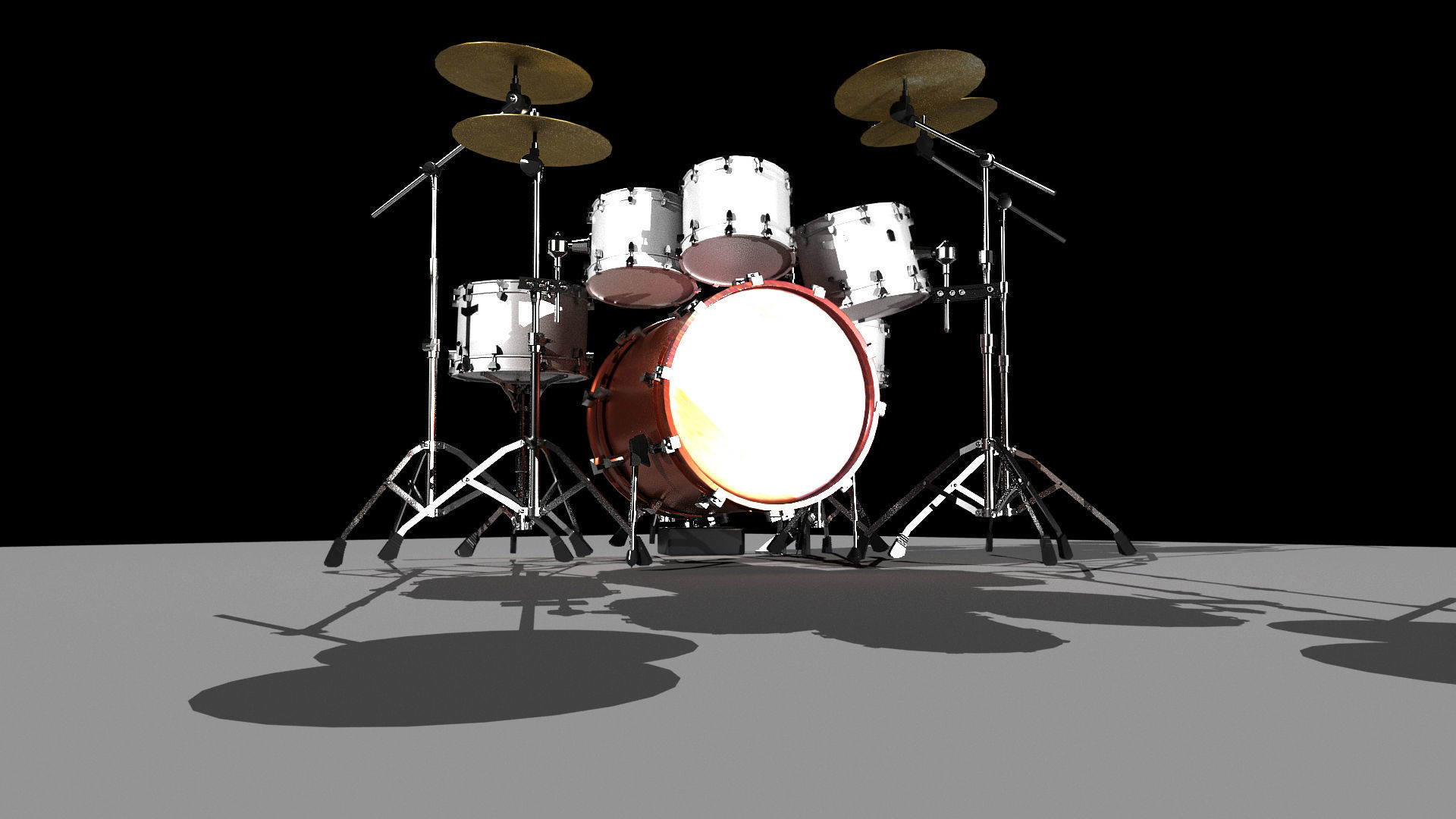 Drum Set Low-poly 3D model_4