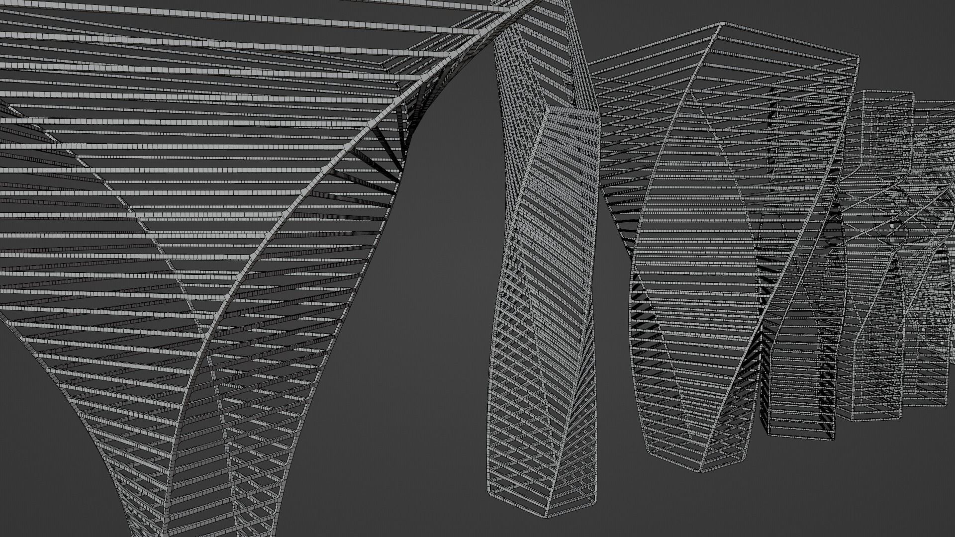 Abstract Wire Sculpture Low-poly 3D model_9