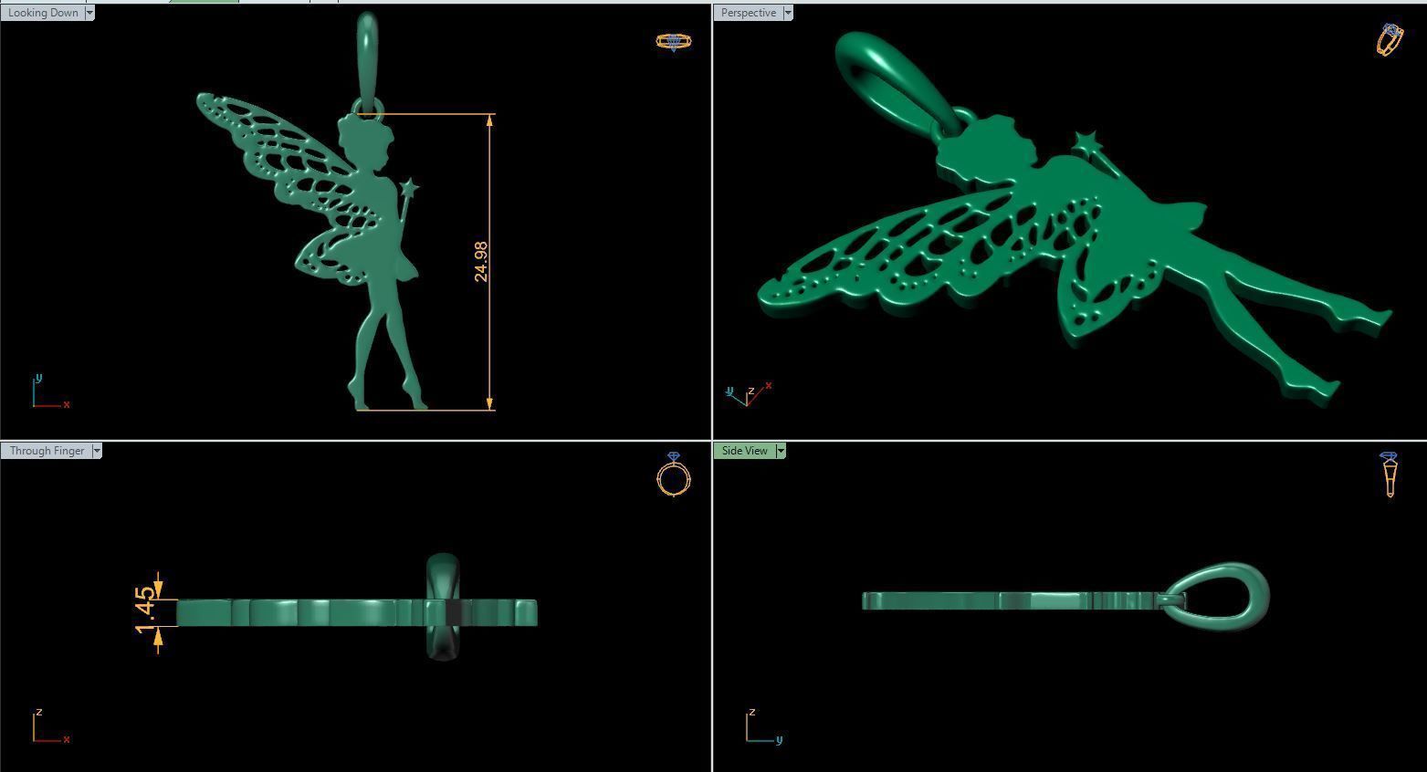 Tinkerbell Jewelry Pendant 3D print model_2