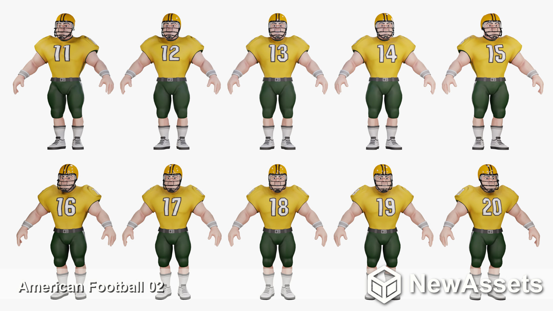 American Football Touchdown Character  02 Low-poly 3D model_5