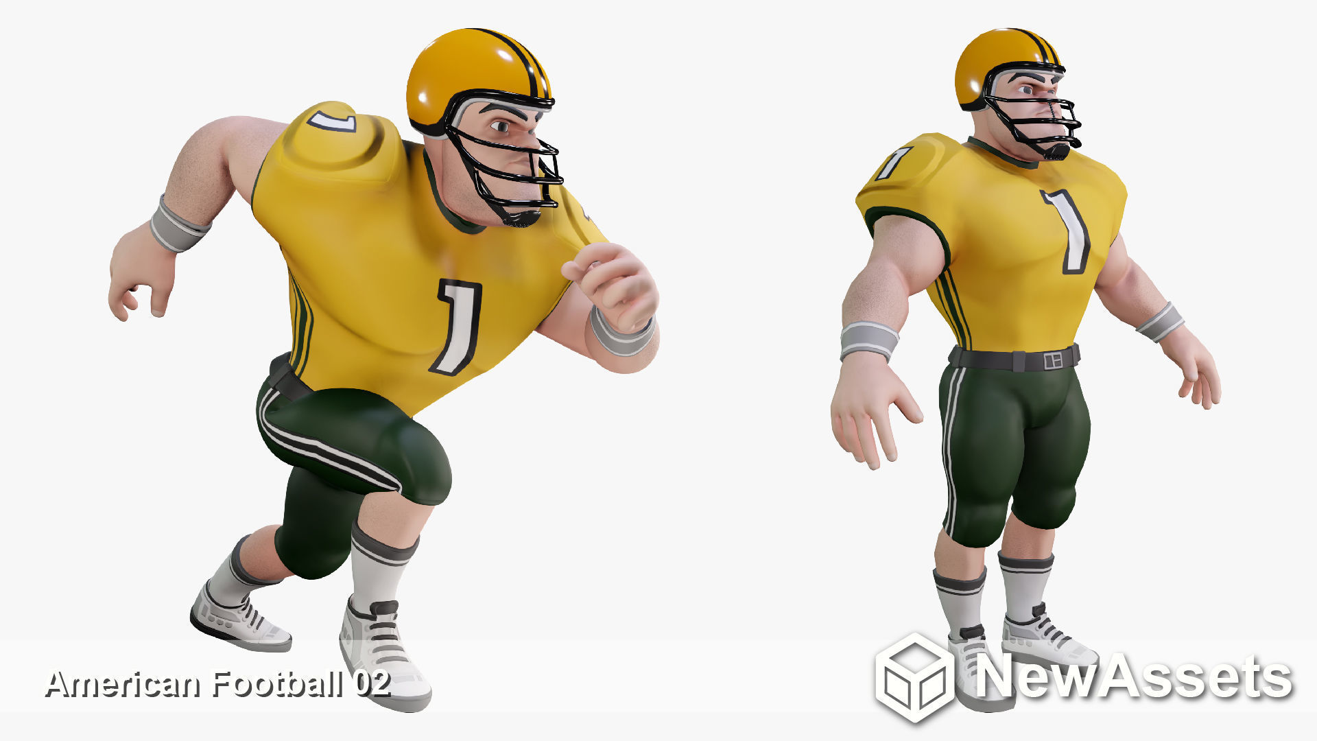 American Football Touchdown Character  02 Low-poly 3D model_1