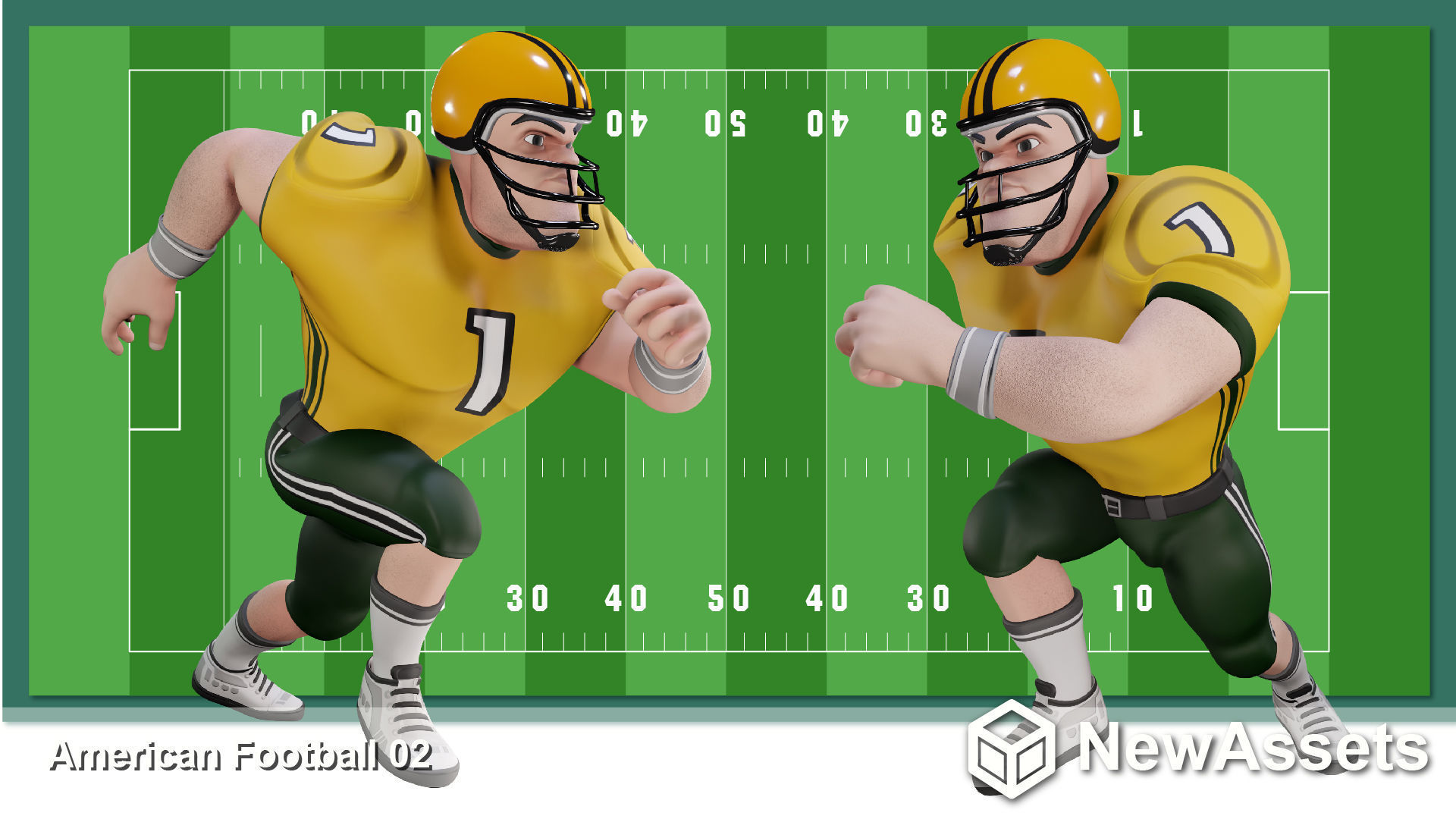 American Football Touchdown Character  02 Low-poly 3D model_3