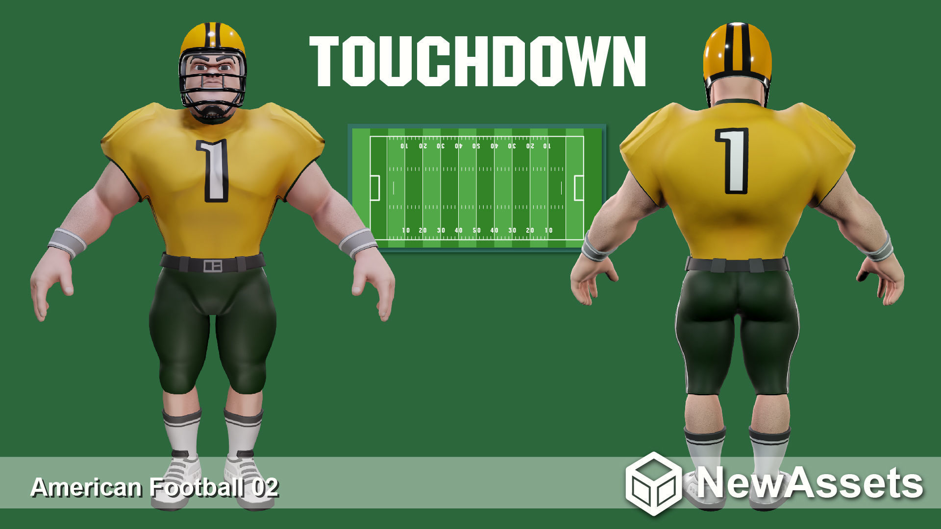 American Football Touchdown Character  02 Low-poly 3D model_2