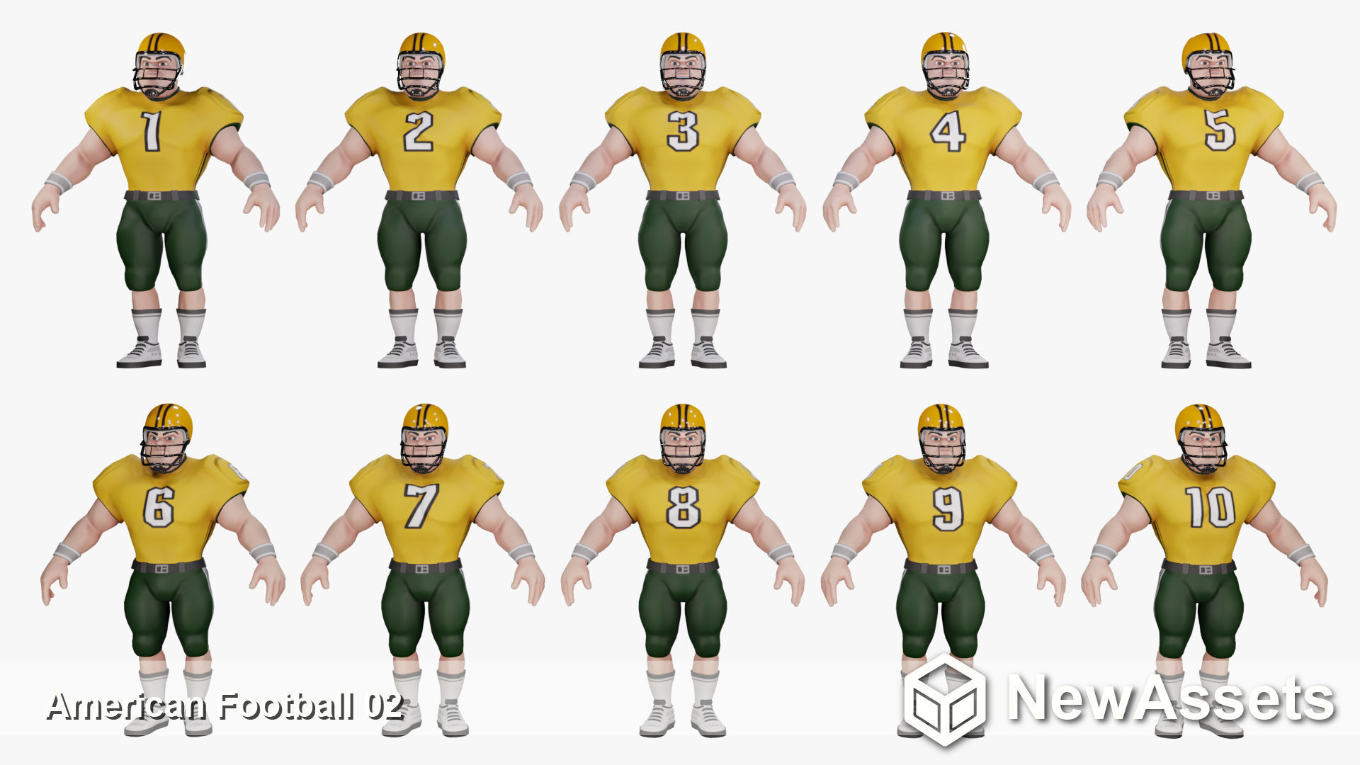 American Football Touchdown Character  02 Low-poly 3D model_4