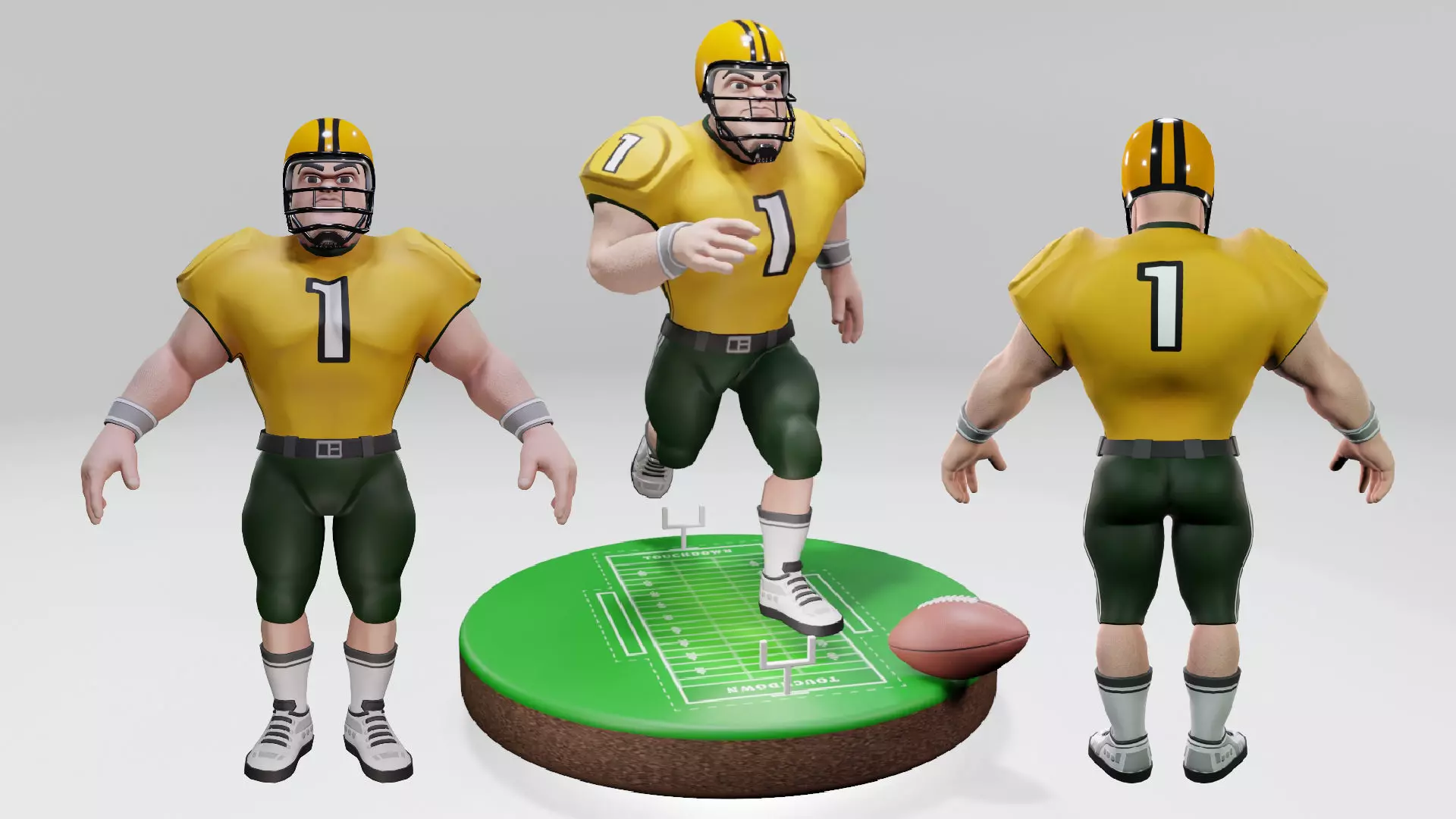 American Football Touchdown Character  02 Low-poly 3D model_0