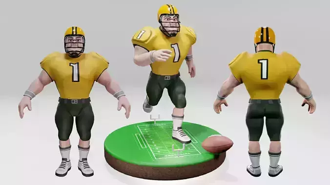 American Football Touchdown Character  02 Low-poly 3D model