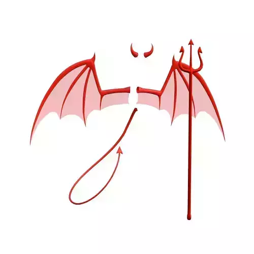 Devil Horns Trident Wings - Low poly Low-poly 3D model