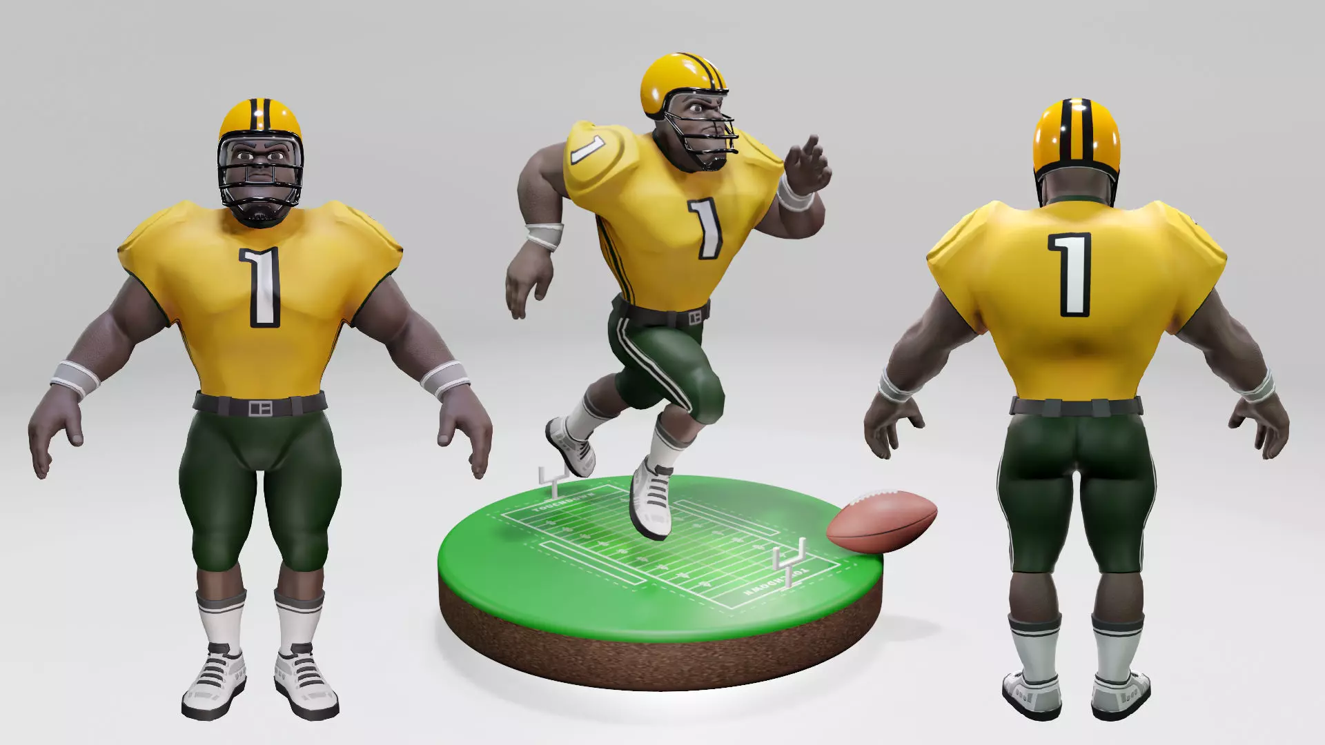  American Football Touchdown Character 02A Low-poly 3D model_0