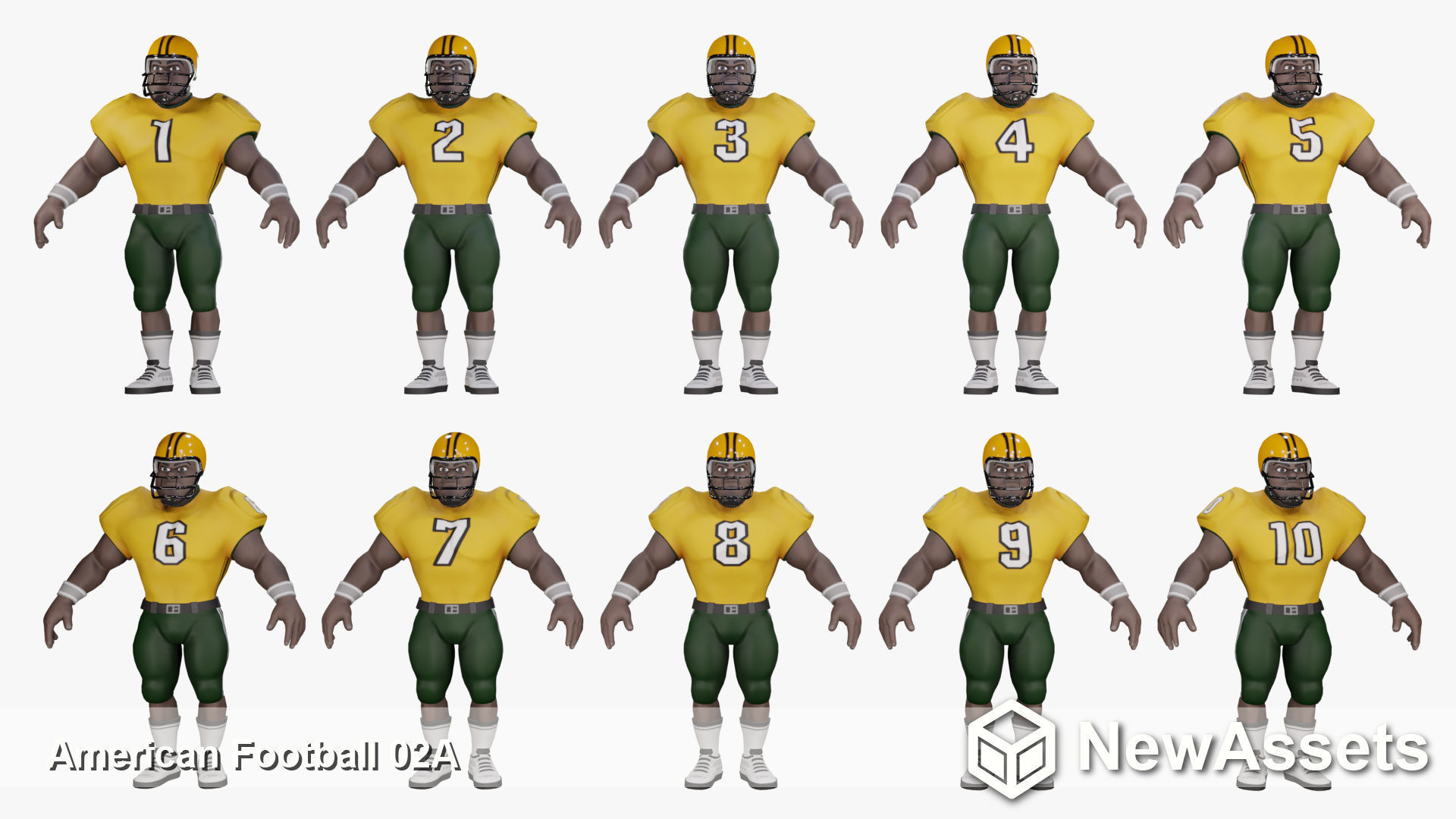  American Football Touchdown Character 02A Low-poly 3D model_4