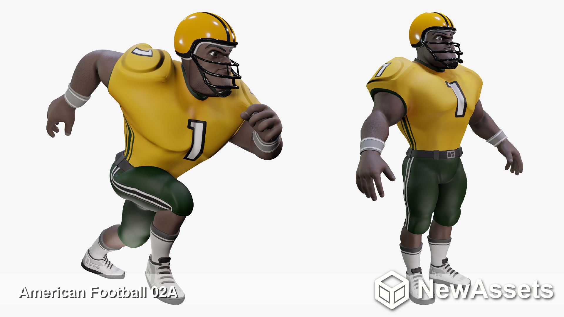  American Football Touchdown Character 02A Low-poly 3D model_1