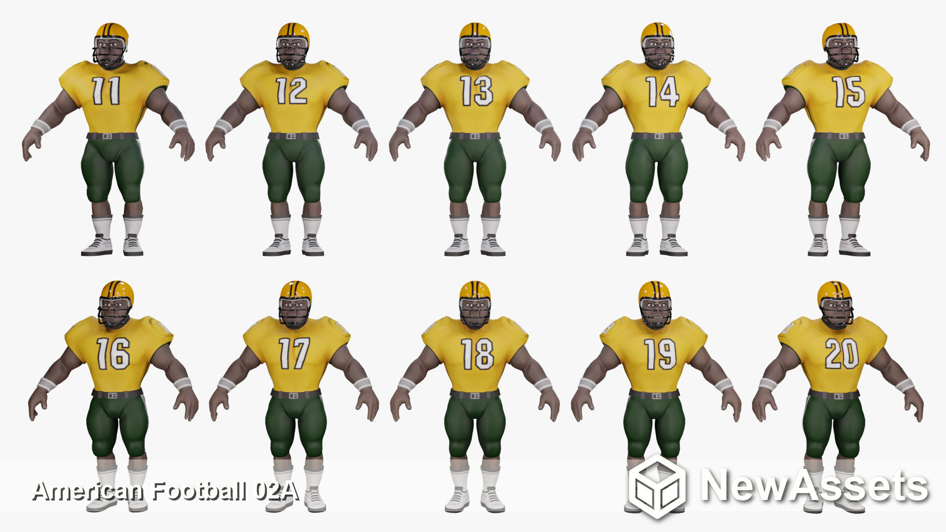  American Football Touchdown Character 02A Low-poly 3D model_5