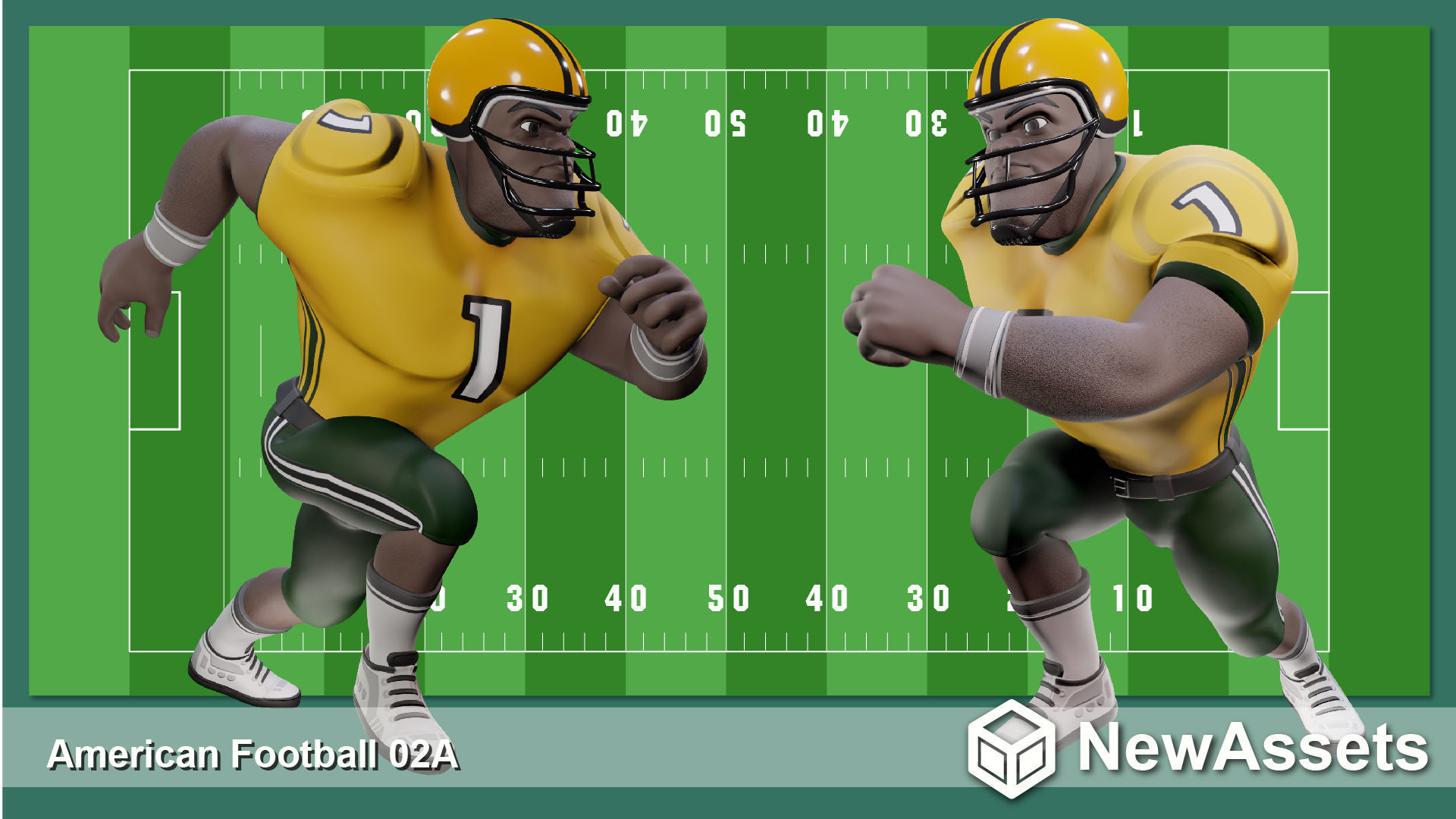  American Football Touchdown Character 02A Low-poly 3D model_3