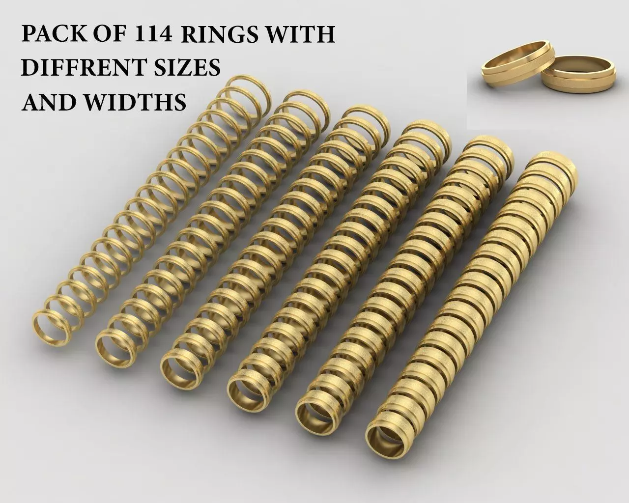 Pack of 114 rings in all sizes and widths 33-MWC 3D print model