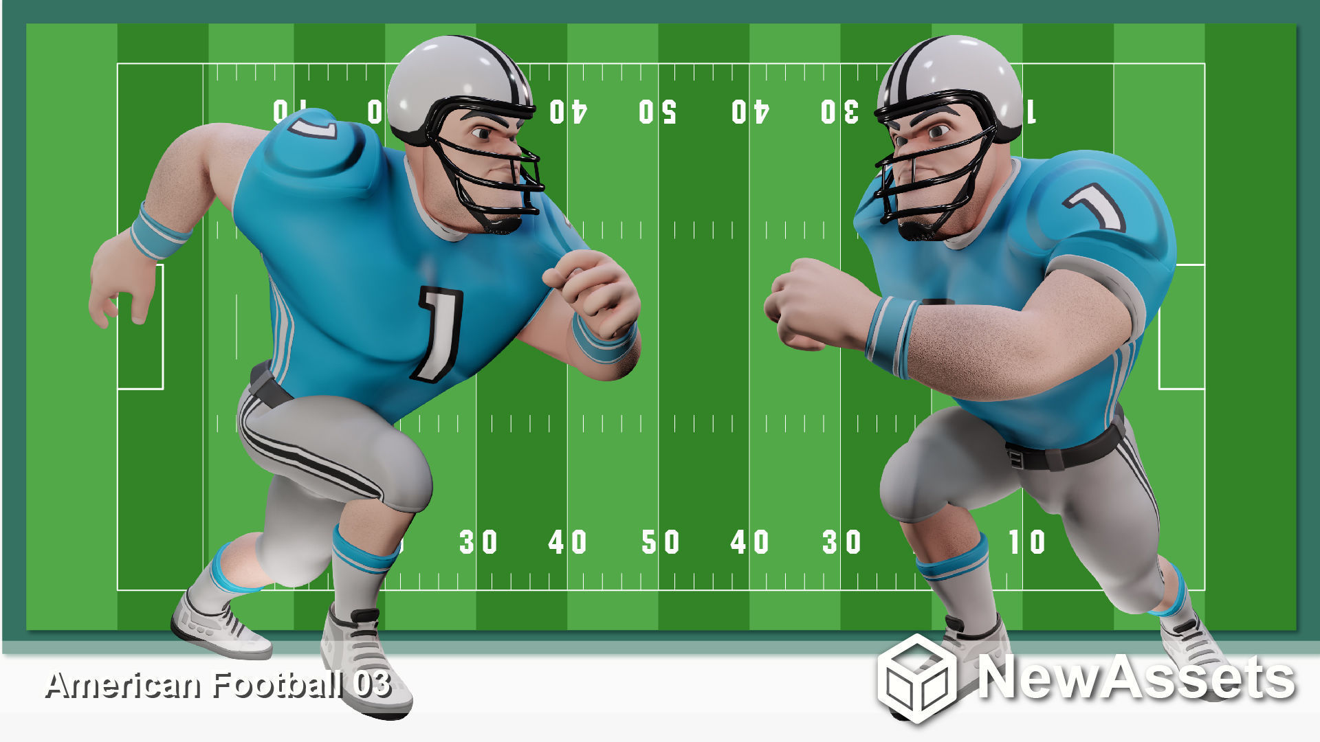 American Football Touchdown Character 03 Low-poly 3D model_3