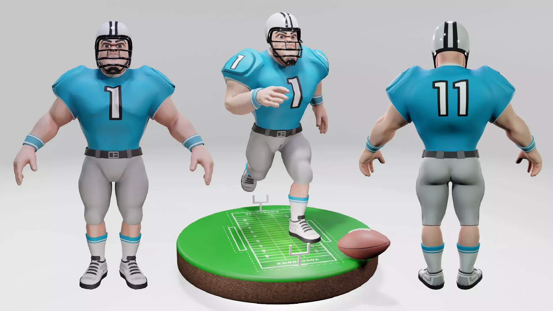 American Football Touchdown Character 03 Low-poly 3D model_0