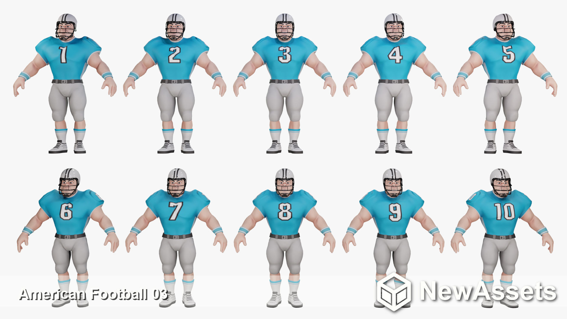 American Football Touchdown Character 03 Low-poly 3D model_4