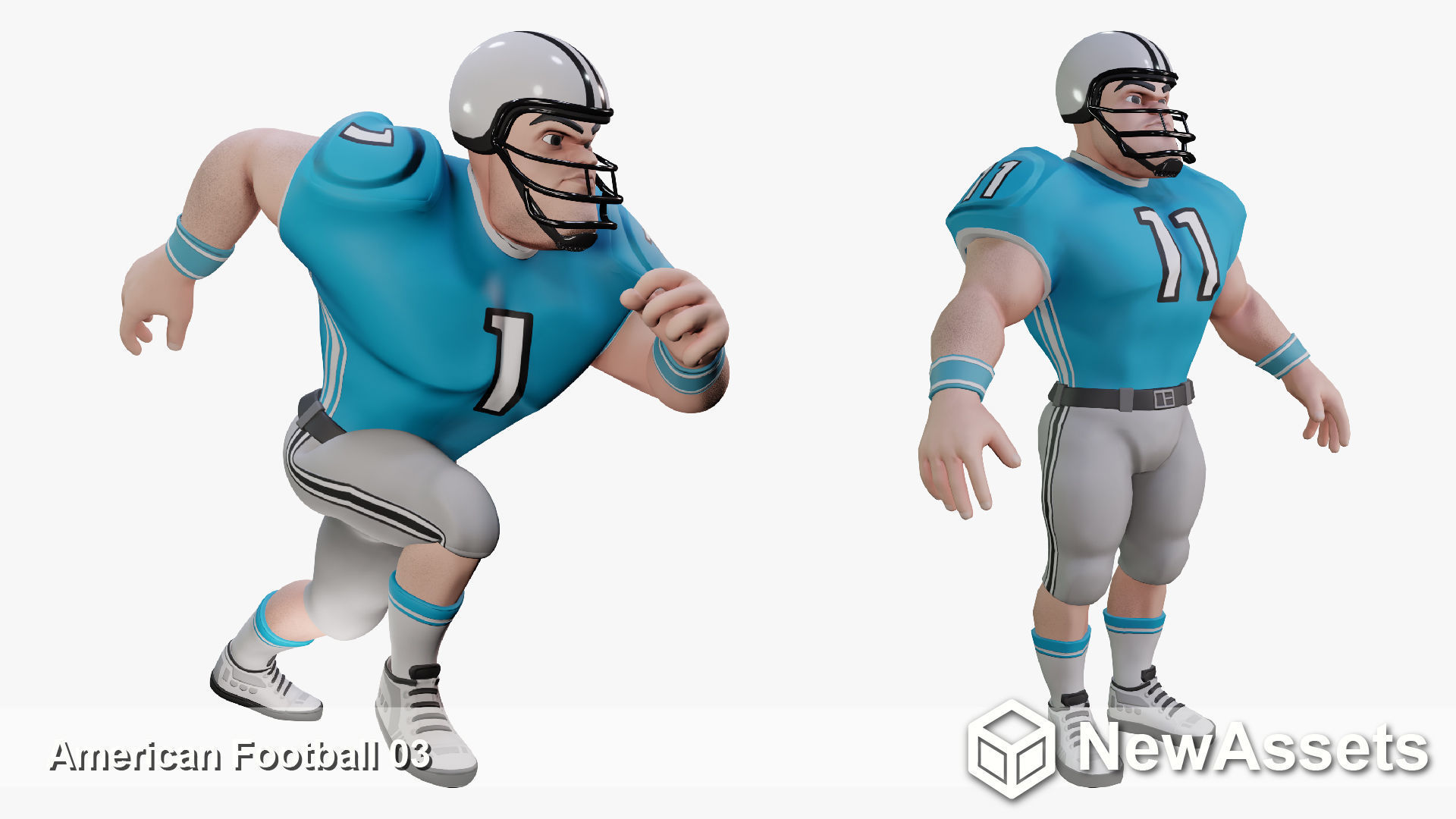 American Football Touchdown Character 03 Low-poly 3D model_1