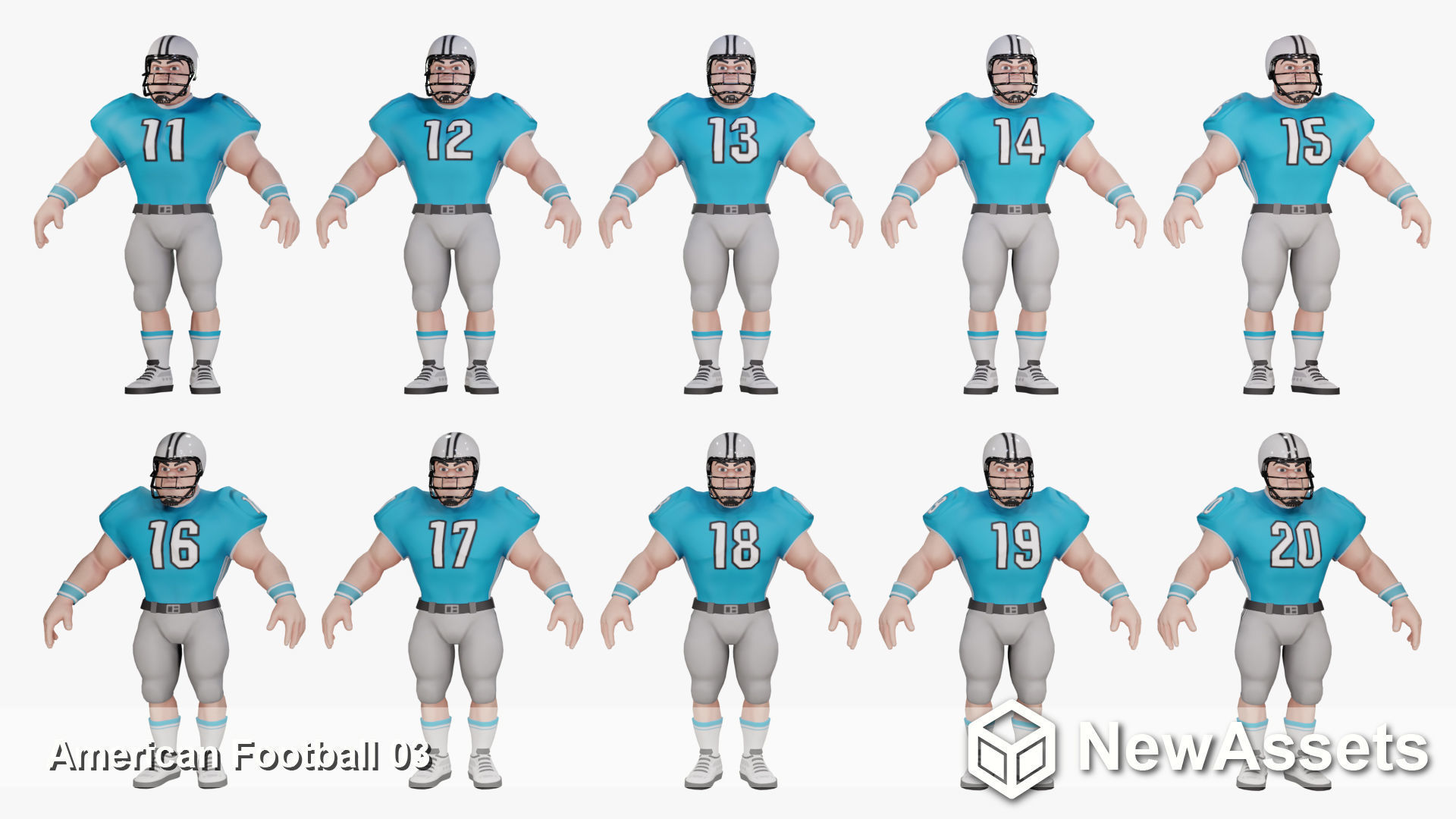 American Football Touchdown Character 03 Low-poly 3D model_5