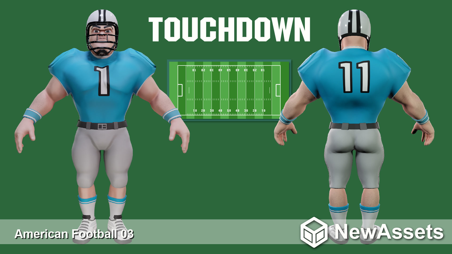 American Football Touchdown Character 03 Low-poly 3D model_2