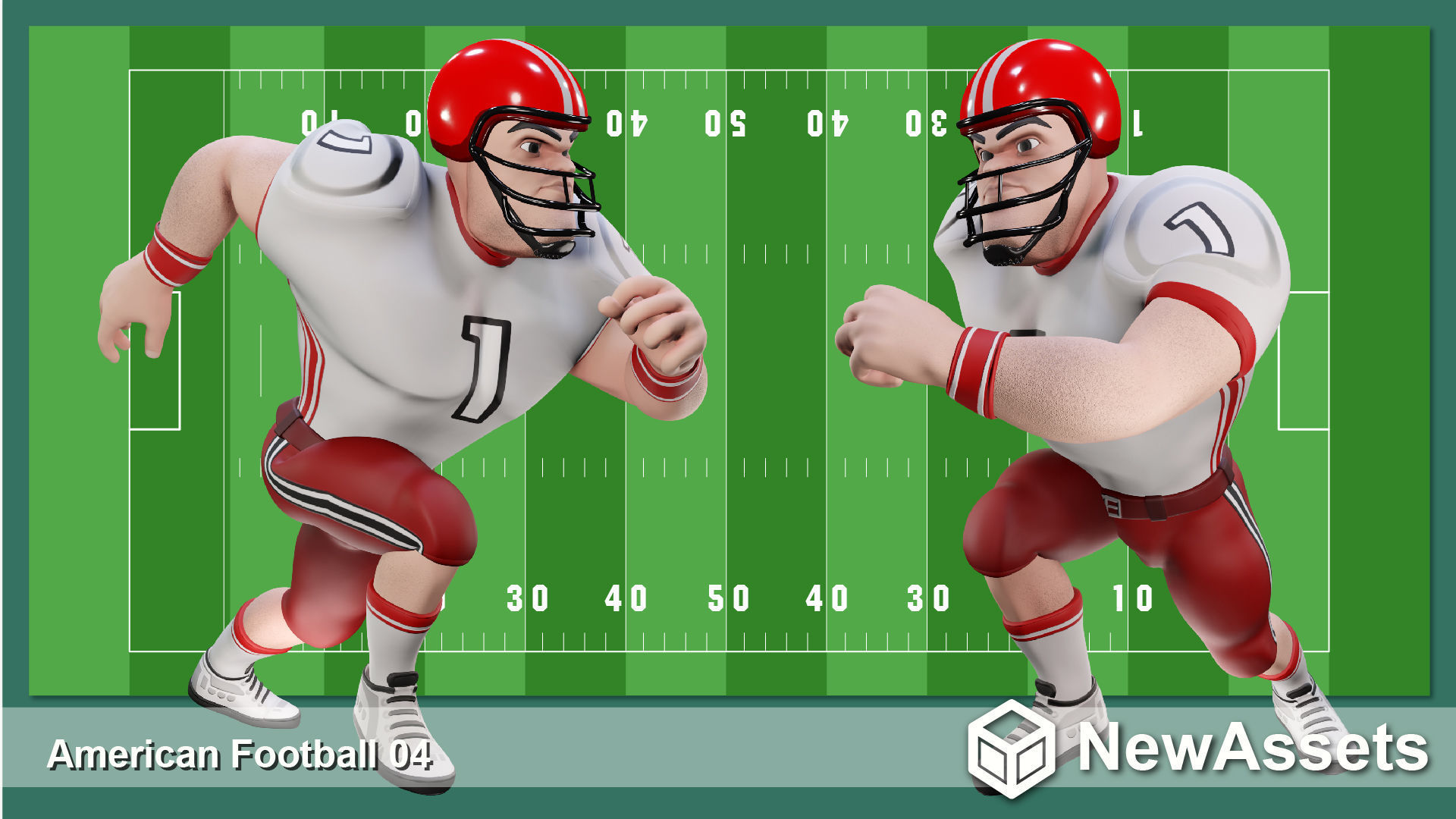 American Football Touchdown Character 04 Low-poly 3D model_3