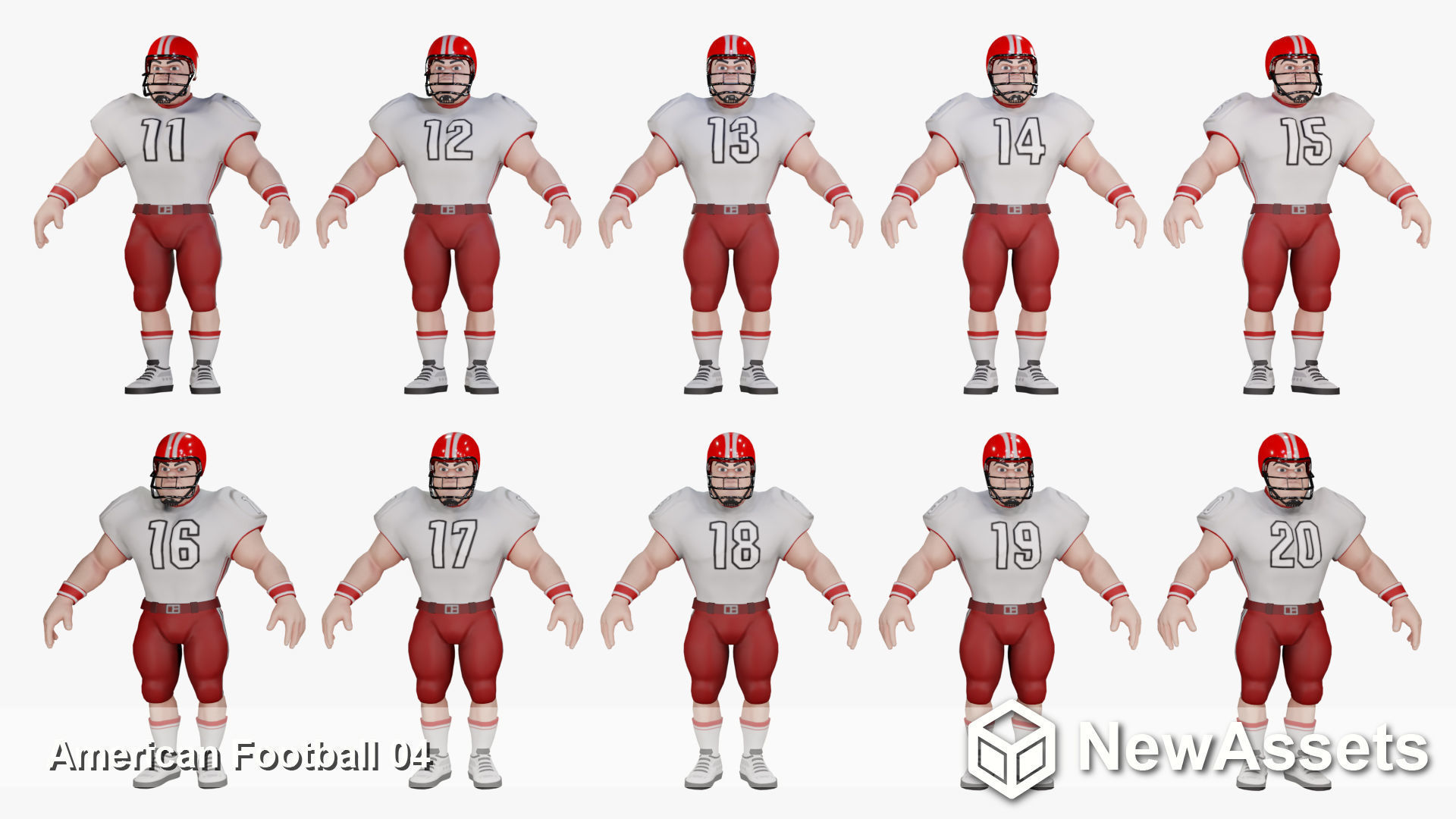 American Football Touchdown Character 04 Low-poly 3D model_5