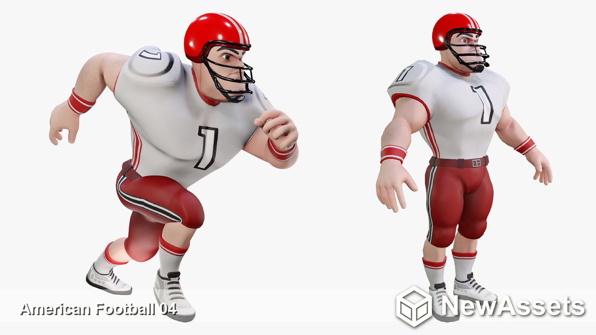 American Football Touchdown Character 04 Low-poly 3D model_1
