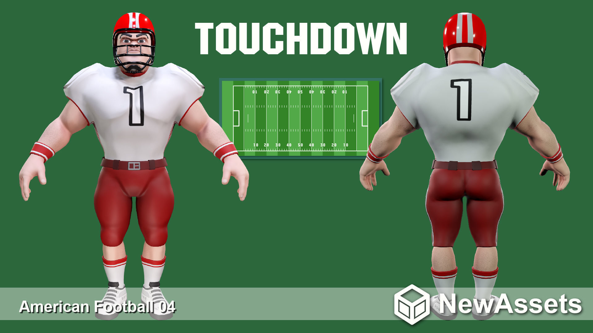 American Football Touchdown Character 04 Low-poly 3D model_2