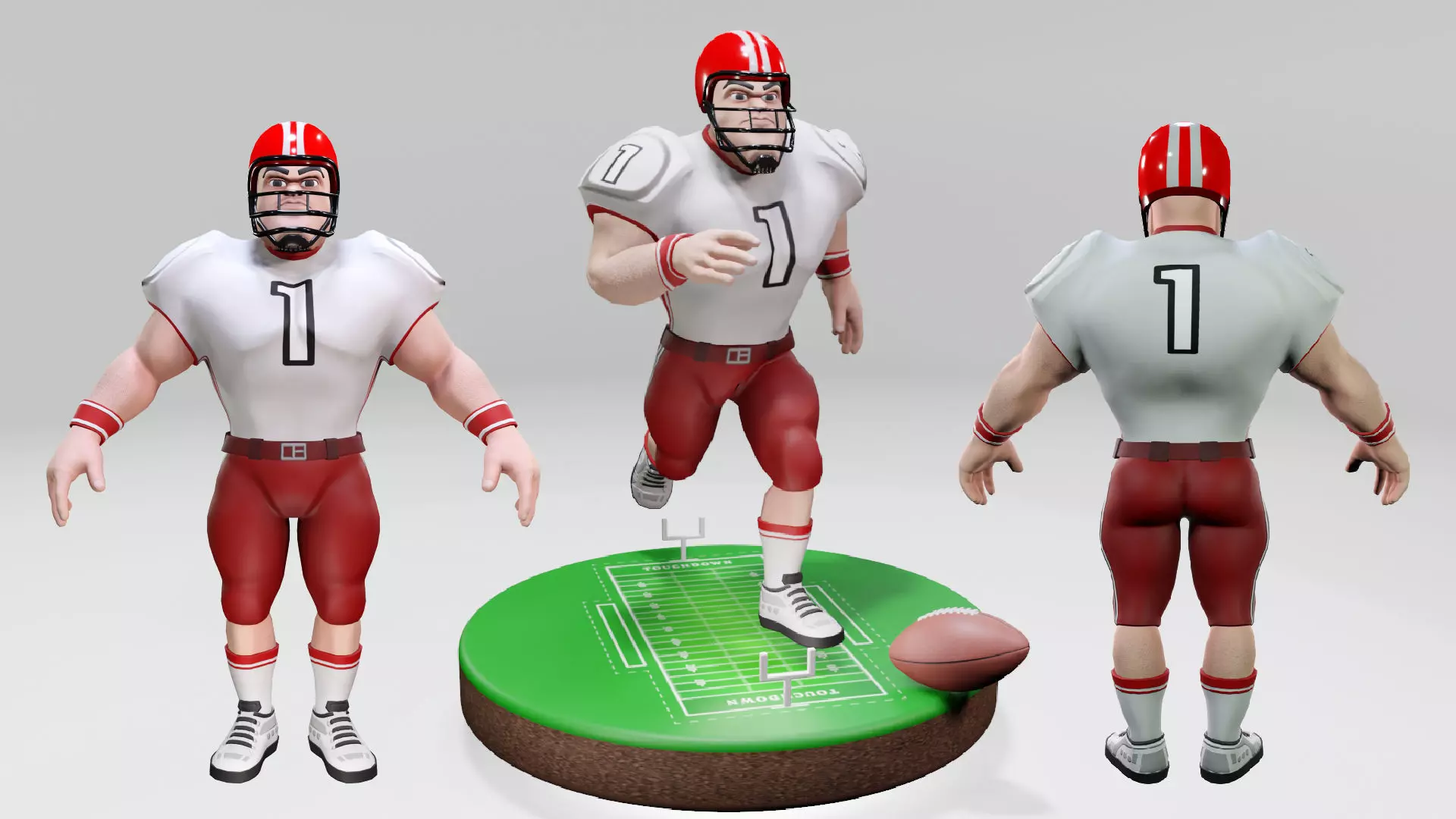 American Football Touchdown Character 04 Low-poly 3D model_0