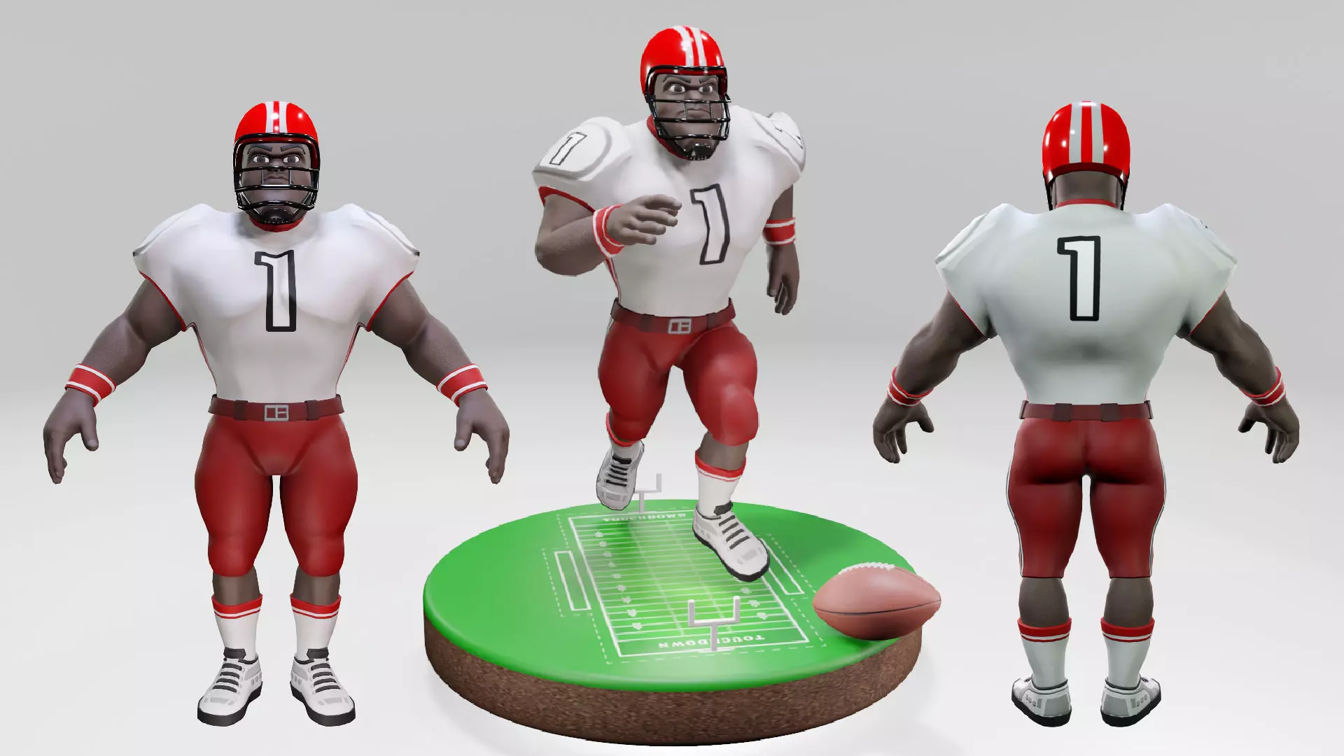 American Football Touchdown Character 04A Low-poly 3D model_0