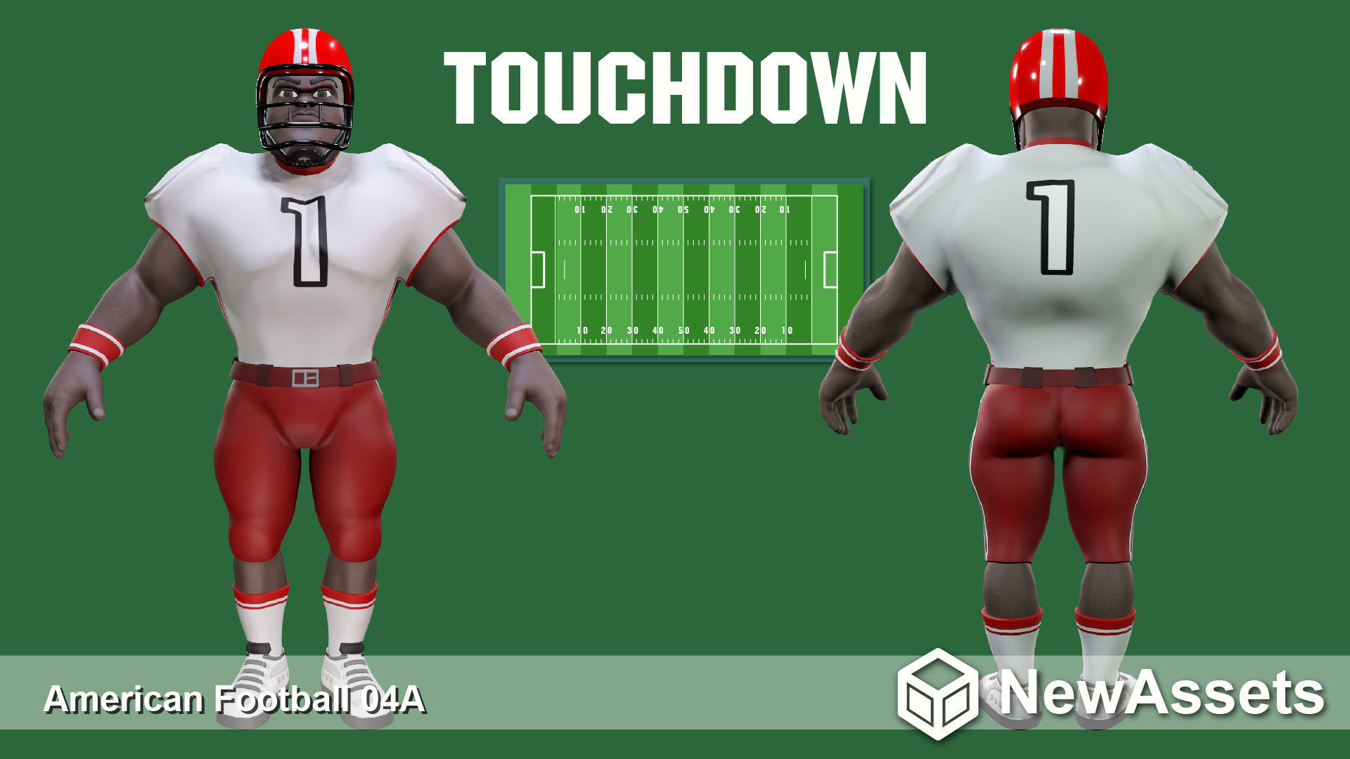 American Football Touchdown Character 04A Low-poly 3D model_2