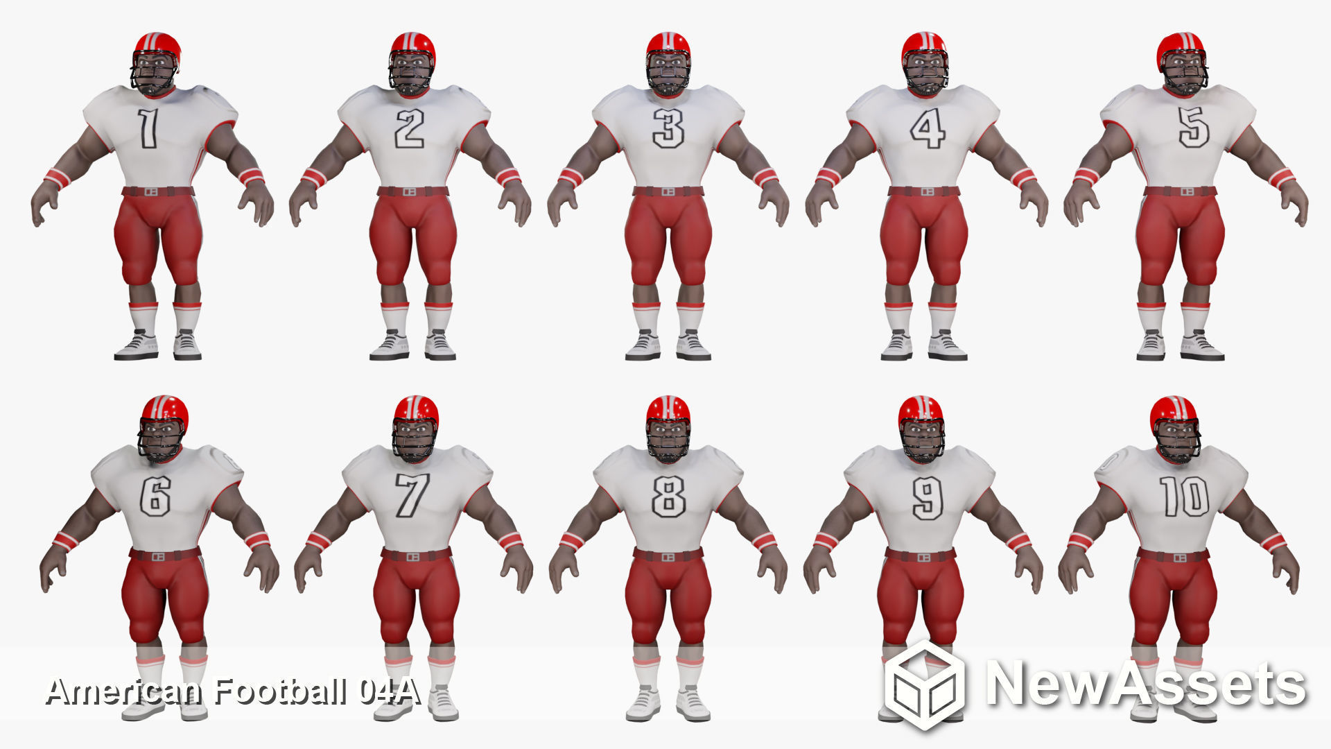 American Football Touchdown Character 04A Low-poly 3D model_4