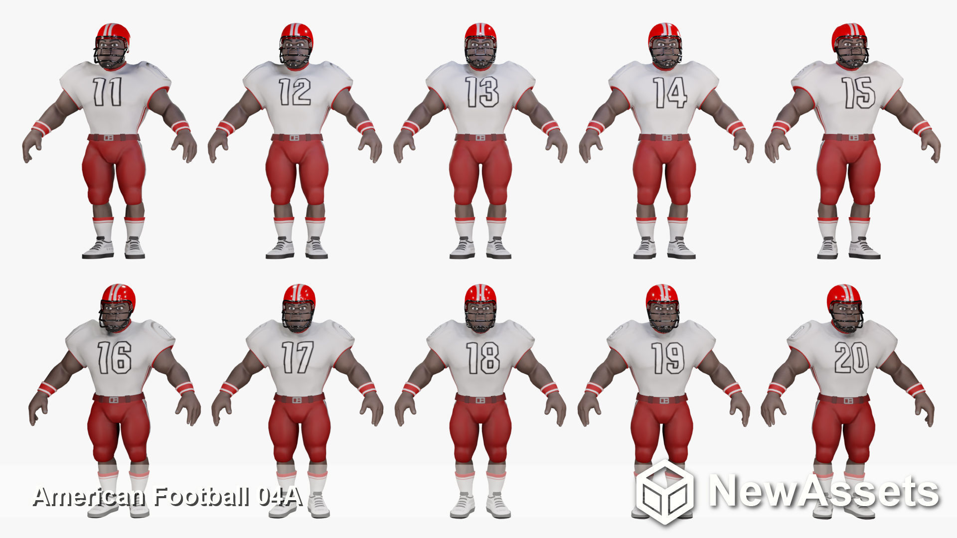 American Football Touchdown Character 04A Low-poly 3D model_5
