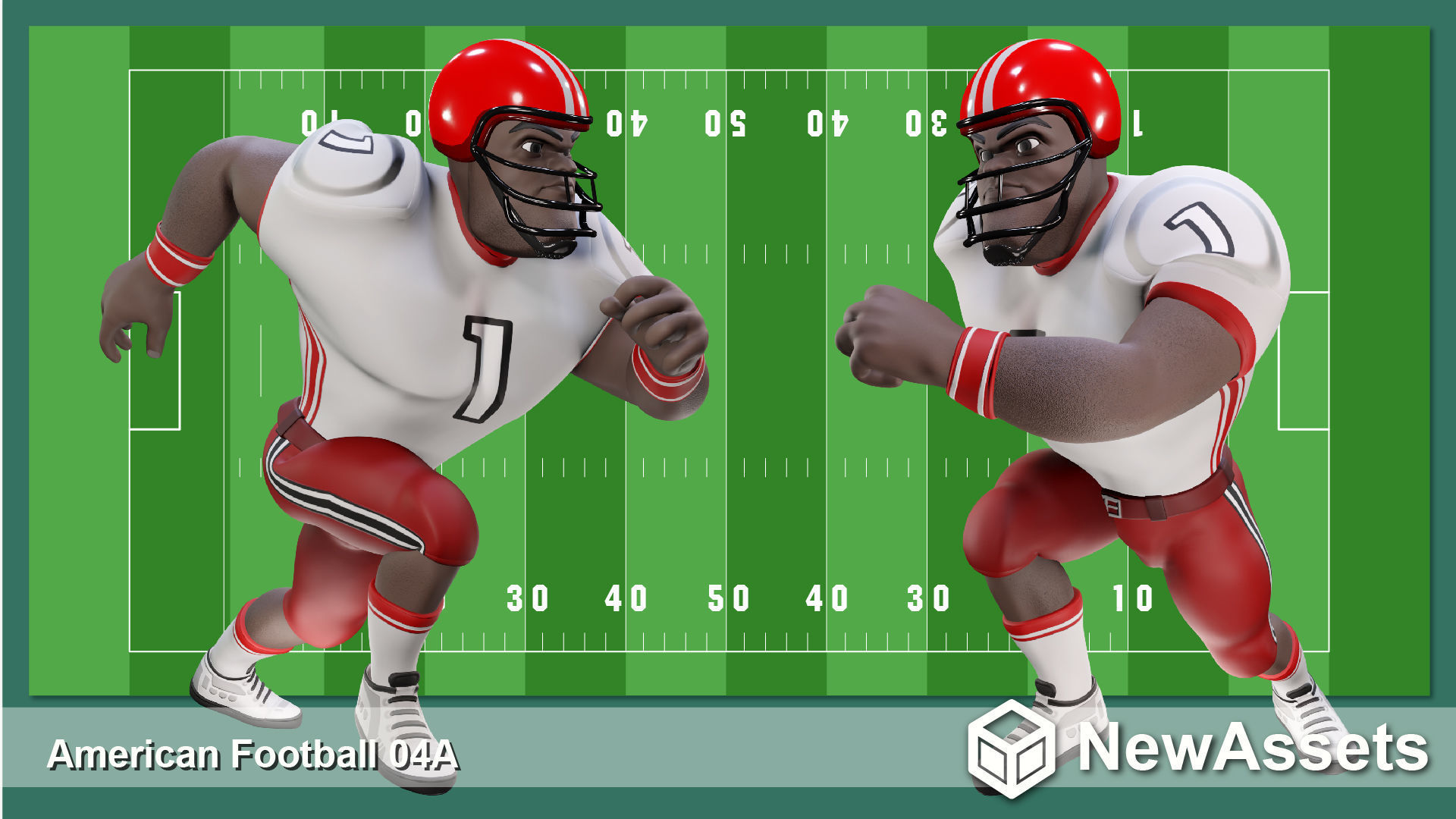 American Football Touchdown Character 04A Low-poly 3D model_3