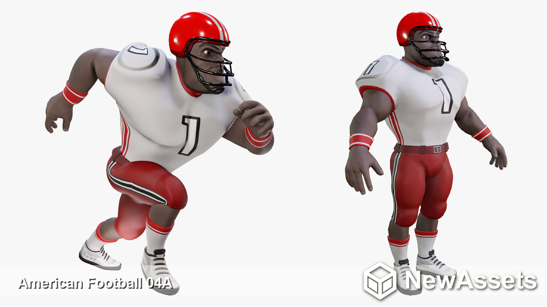 American Football Touchdown Character 04A Low-poly 3D model_1