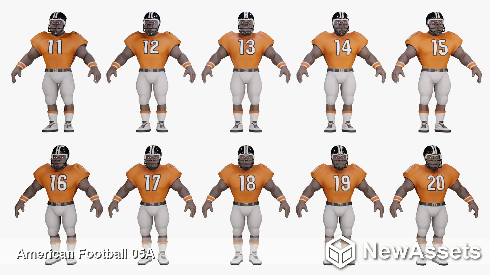 American Football Touchdown Character 05A Low-poly 3D model_5