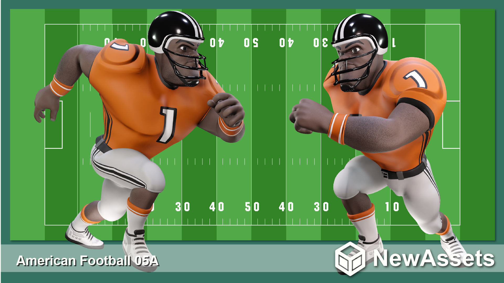 American Football Touchdown Character 05A Low-poly 3D model_3
