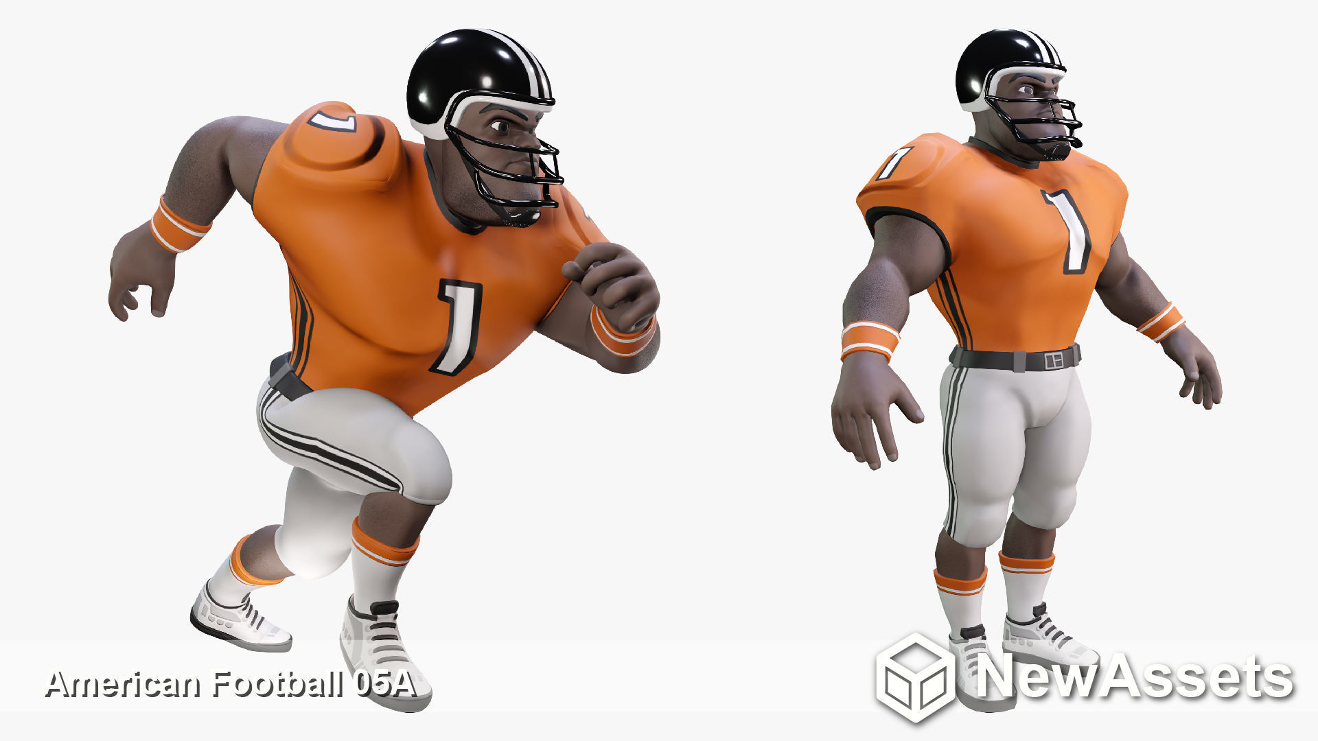 American Football Touchdown Character 05A Low-poly 3D model_1