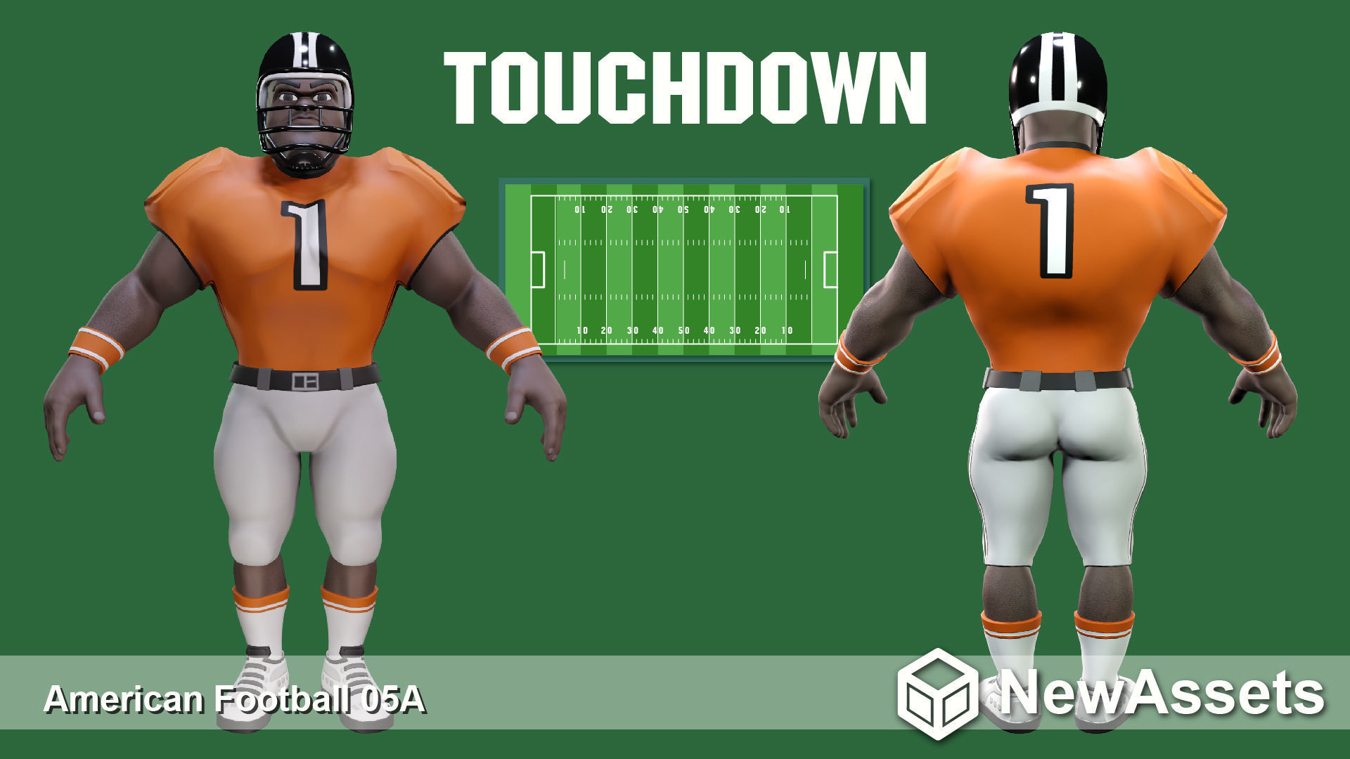 American Football Touchdown Character 05A Low-poly 3D model_2