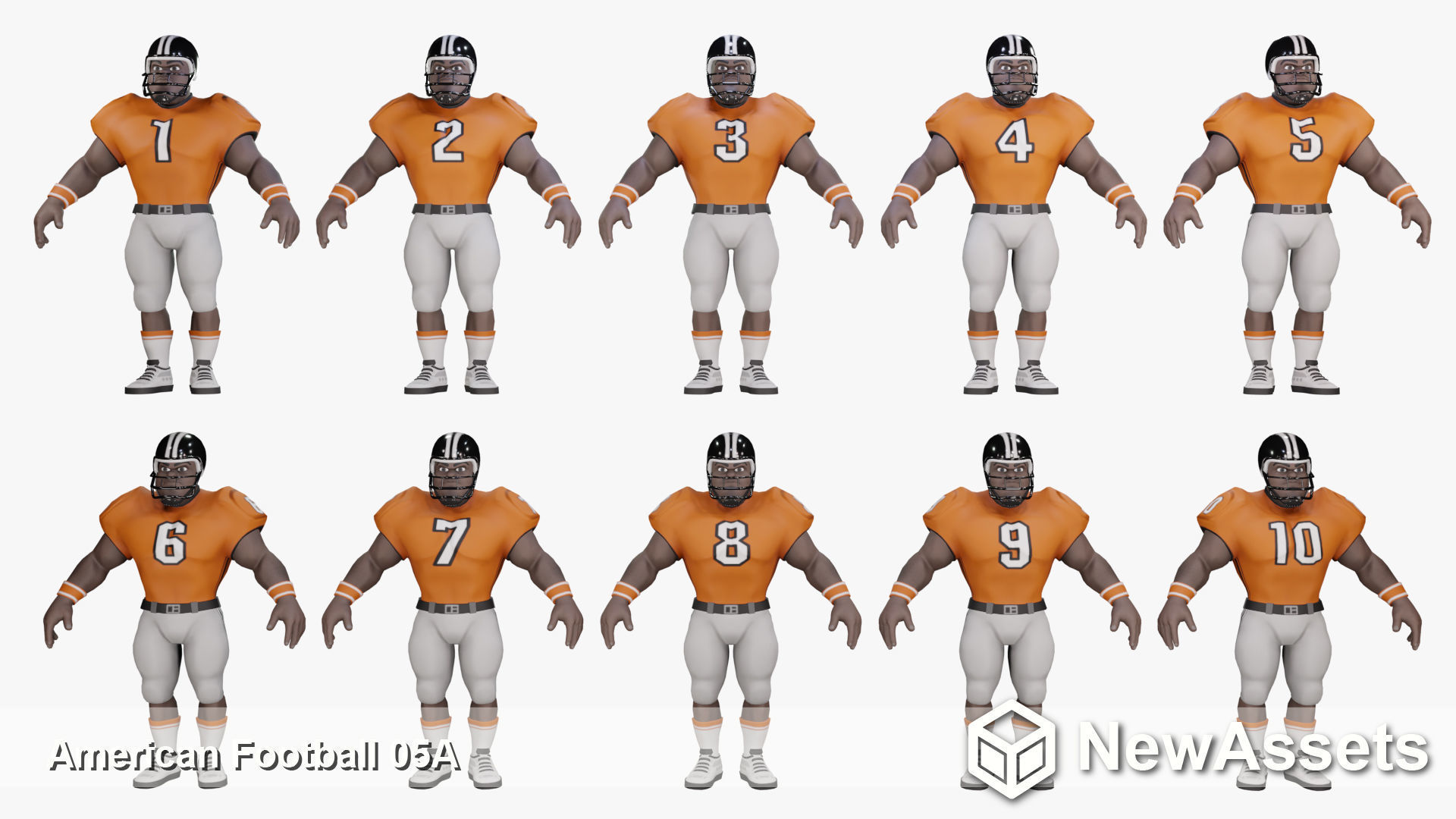 American Football Touchdown Character 05A Low-poly 3D model_4