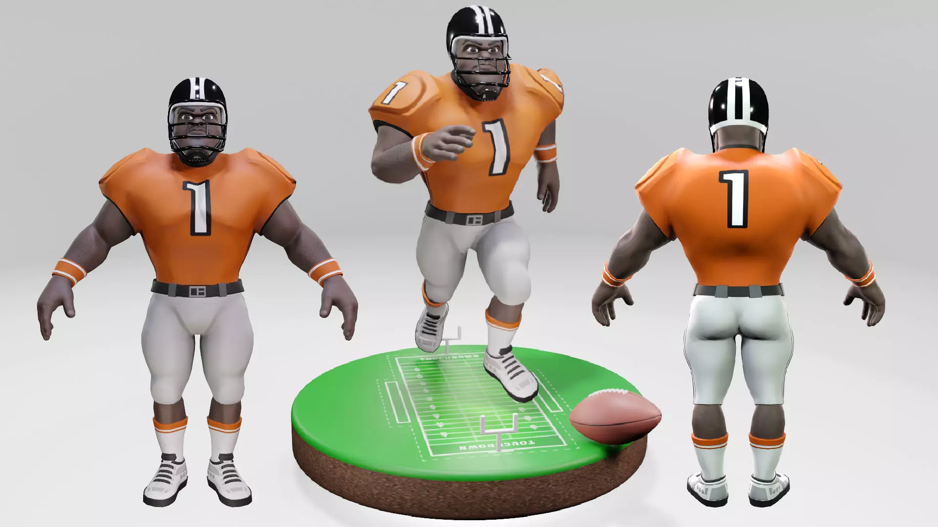 American Football Touchdown Character 05A Low-poly 3D model_0